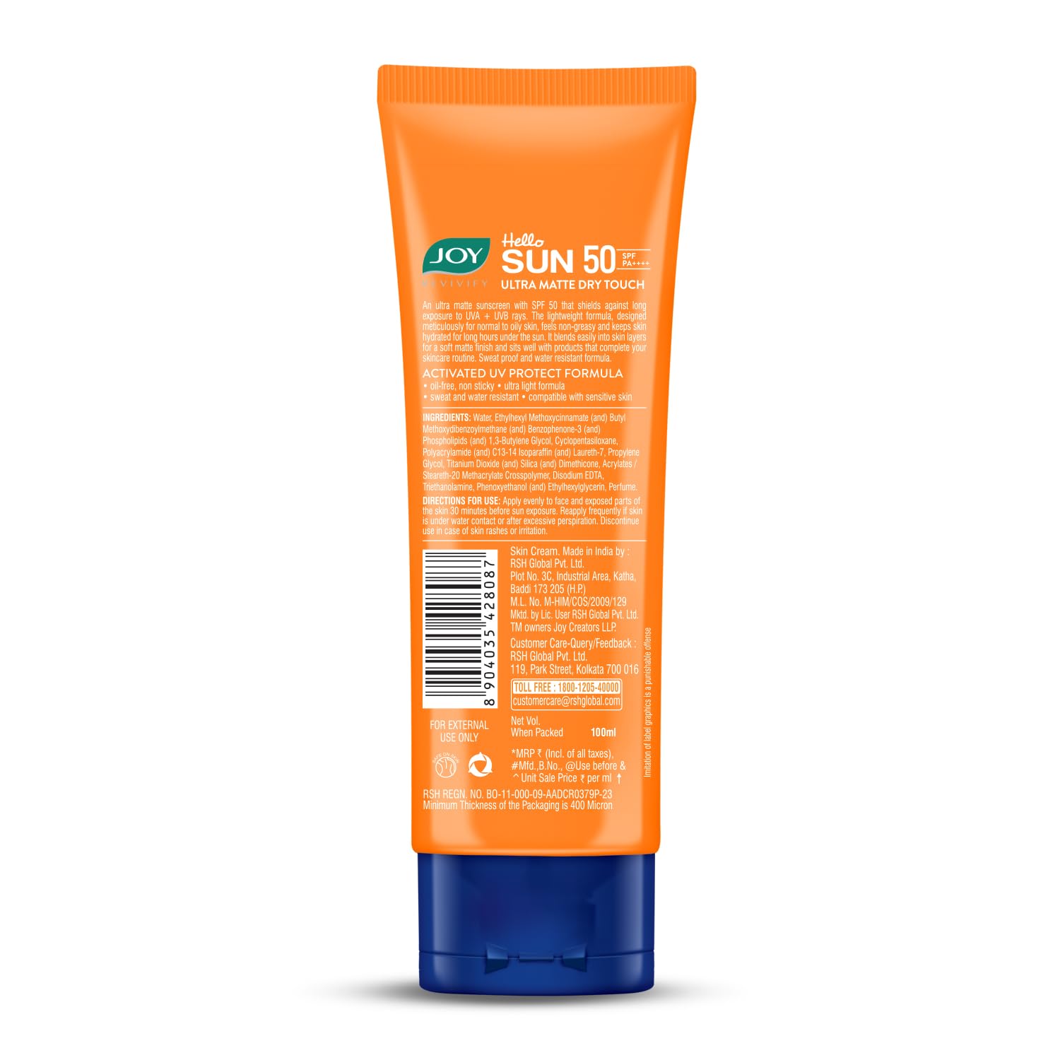 Joy Hello Sun Ultra Matte Sunscreen SPF 50 PA ++++ (100ml) – view 8