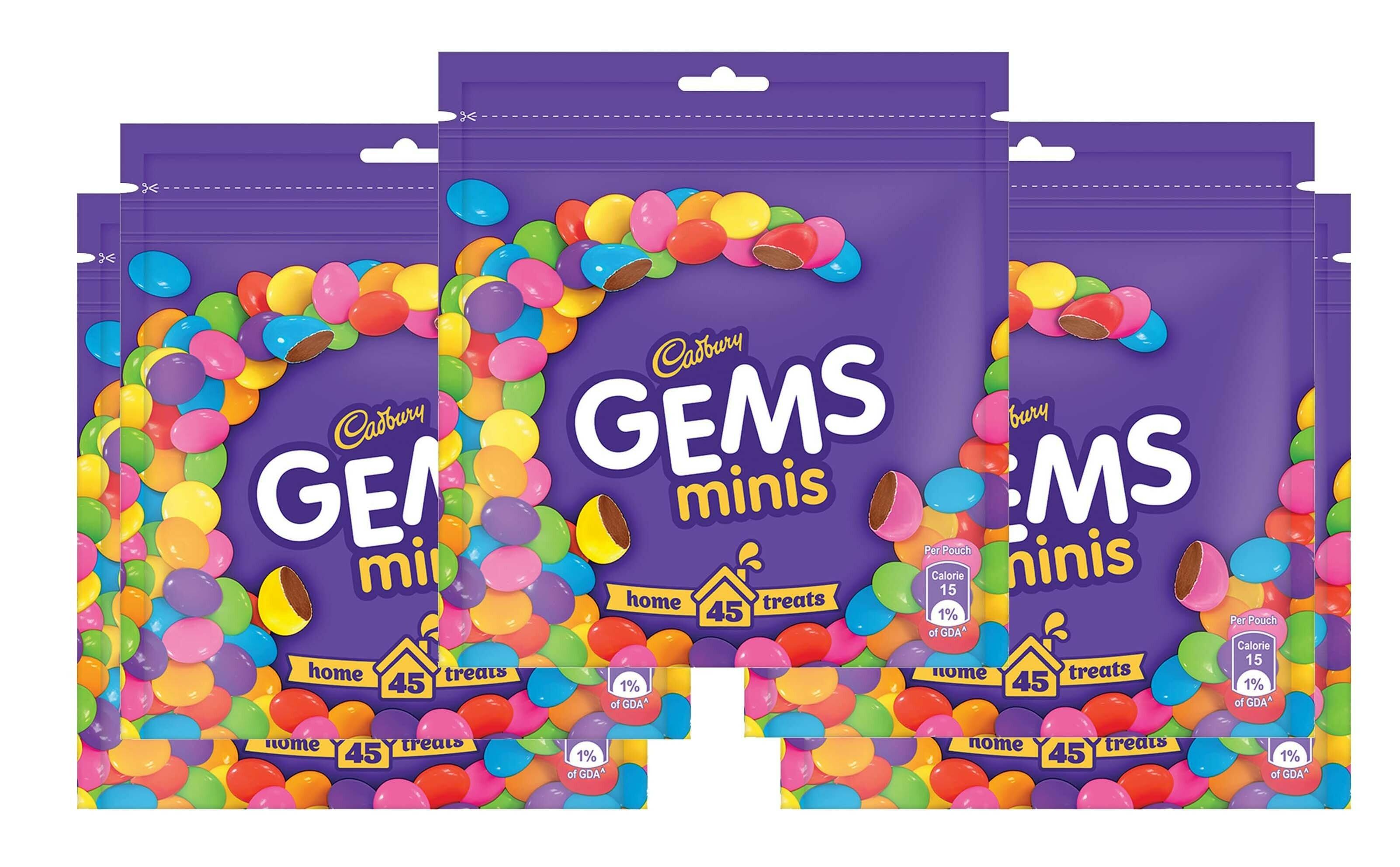 Cadbury Gems Home Treats Birthday Pack, 5 X 142.2 G