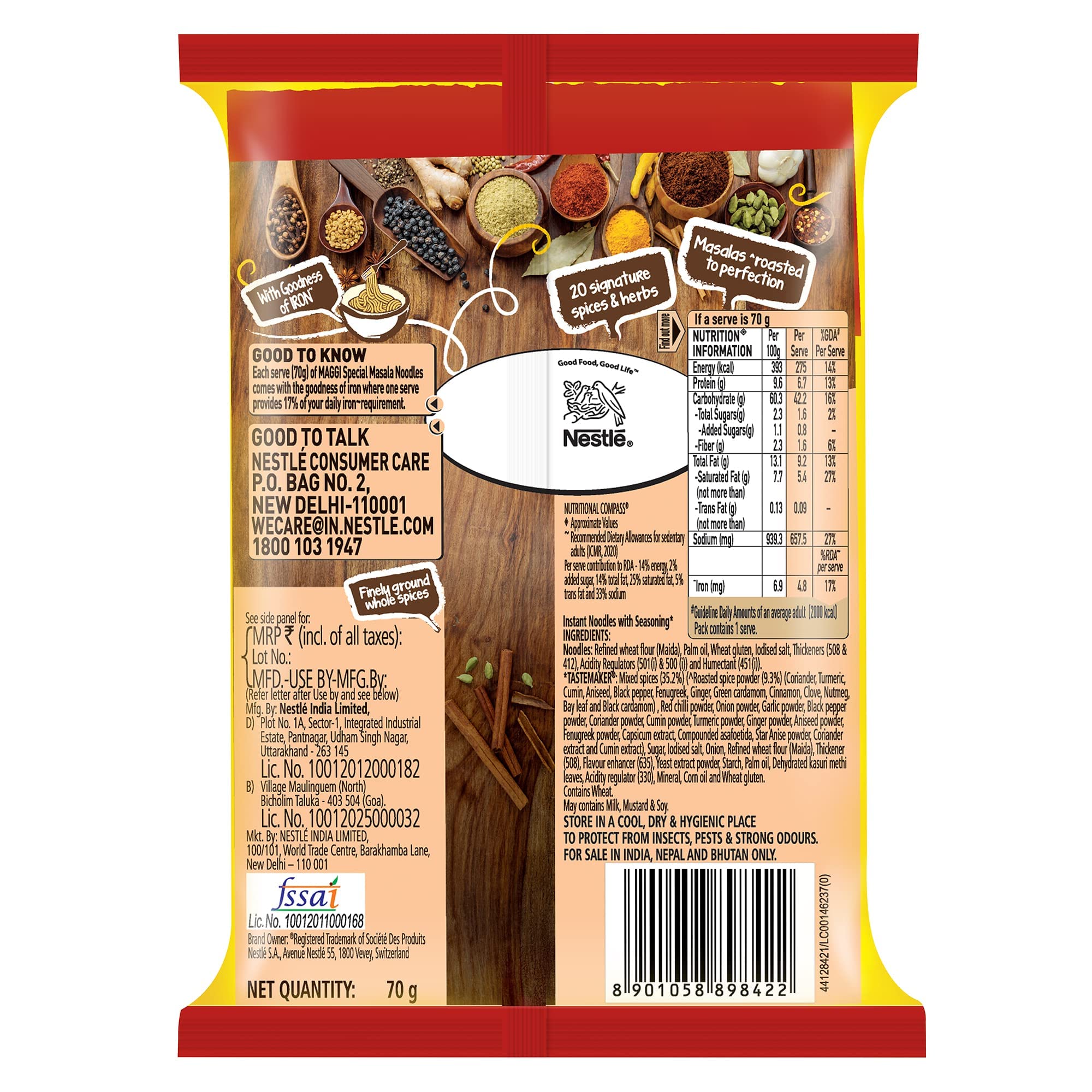 MAGGI 2-Minute Vegetarian Special Masala Instant Noodles, 70 g – view 2
