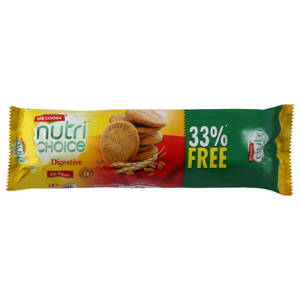 Pack of Britannia digestive high fibre biscuits in pouch