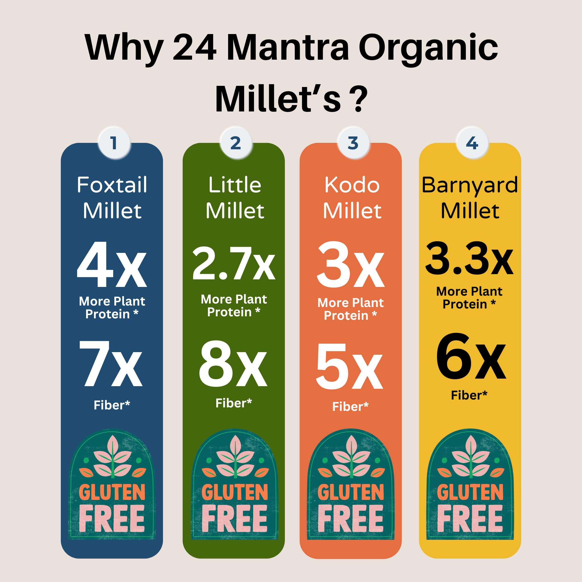 24 Mantra Organic Unpolished Millets 2.5 kg Combo, Pack of 5, Foxtail, Kodo, Little, Barnyard, Mixed Millets – view 2