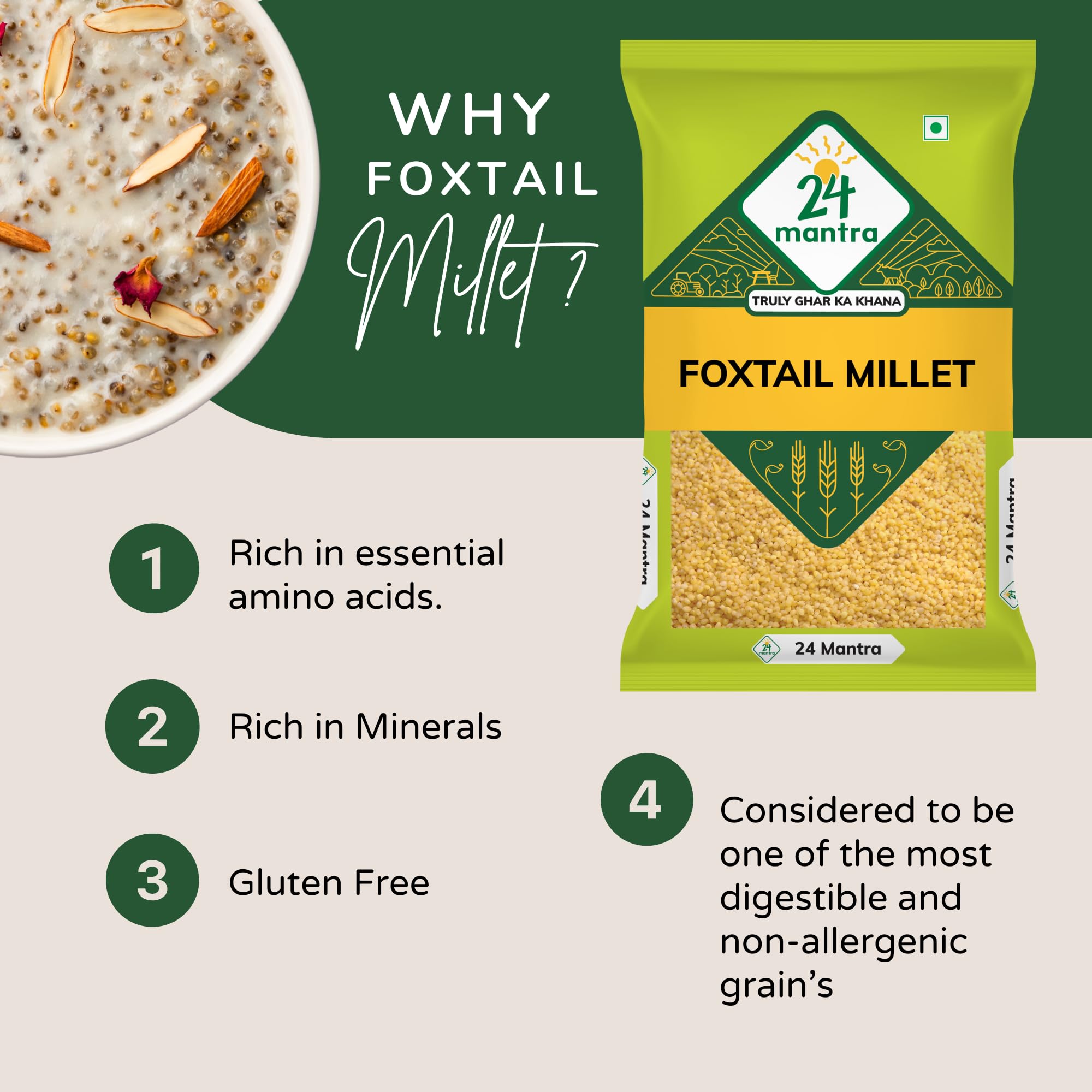 24 Mantra Organic Unpolished Millets 2.5 kg Combo, Pack of 5, Foxtail, Kodo, Little, Barnyard, Mixed Millets – view 3