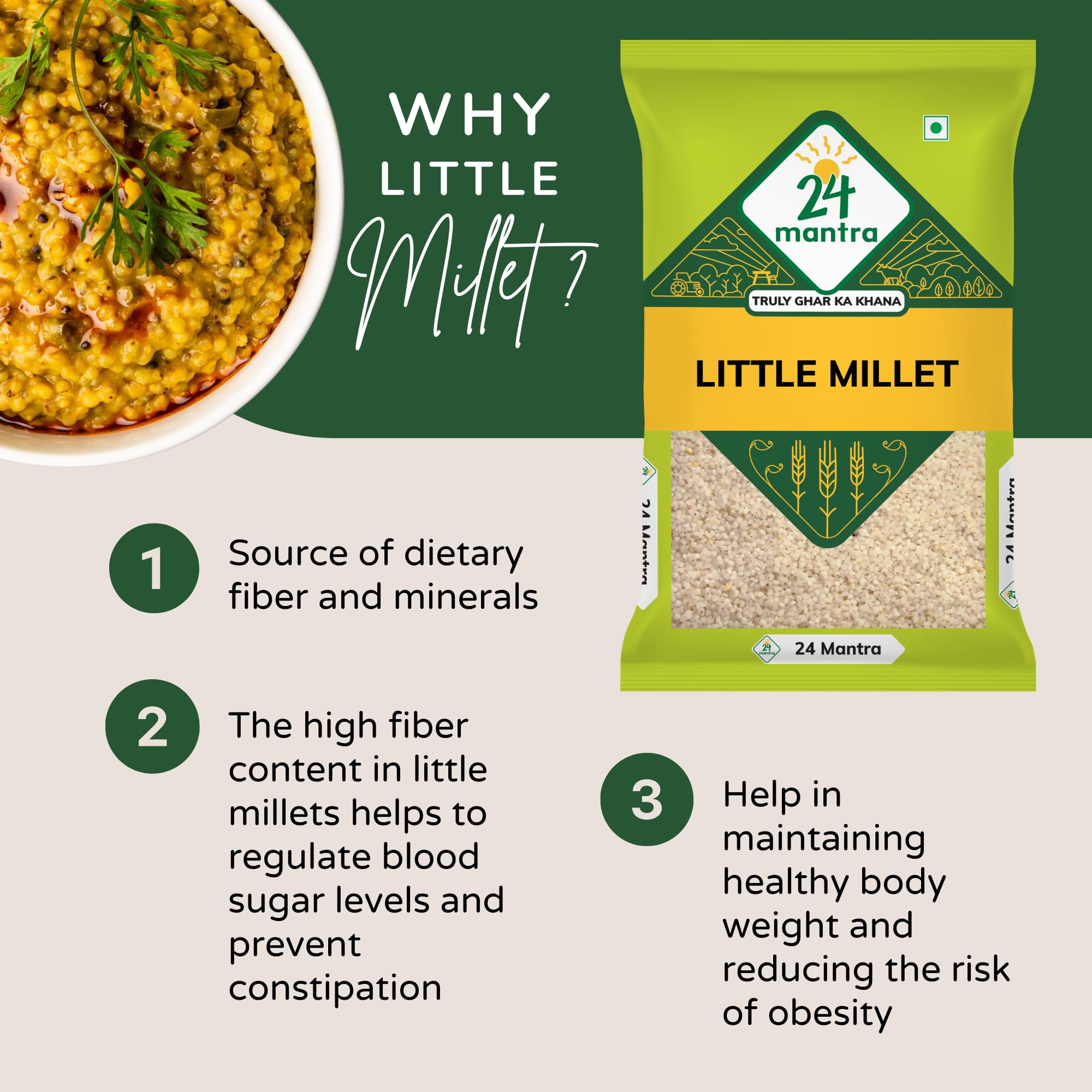 24 Mantra Organic Unpolished Millets 2.5 kg Combo, Pack of 5, Foxtail, Kodo, Little, Barnyard, Mixed Millets – view 4