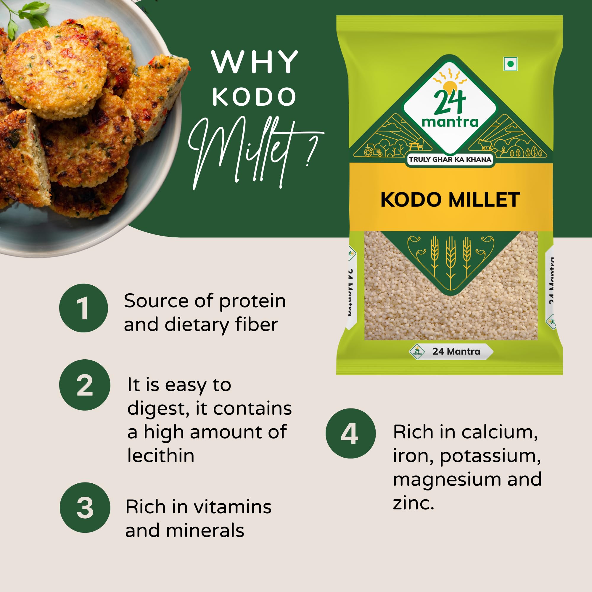 24 Mantra Organic Unpolished Millets 2.5 kg Combo, Pack of 5, Foxtail, Kodo, Little, Barnyard, Mixed Millets – view 5