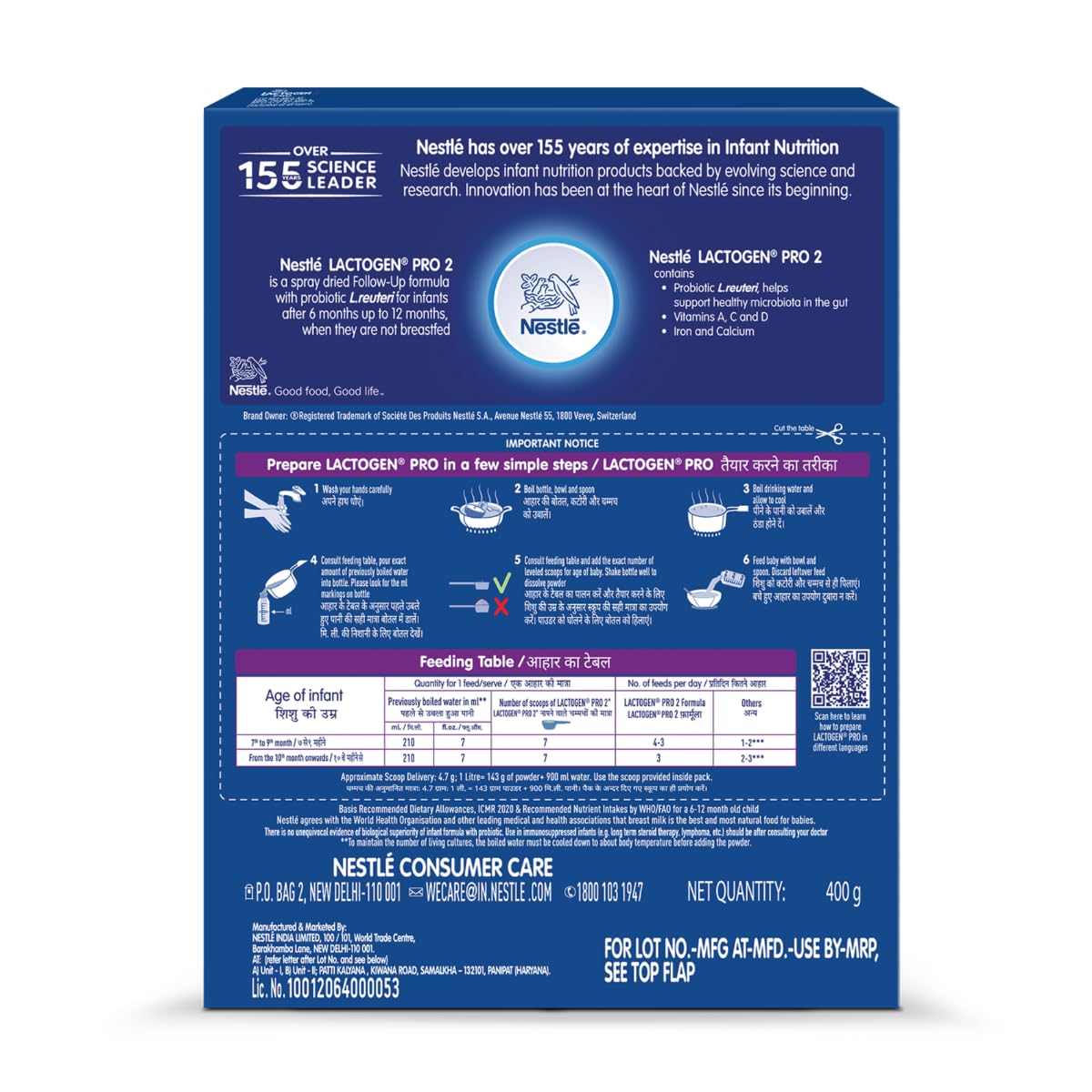 Lactogen Pro 2 Powder, Follow-Up Formula With Probiotic, Infant, After 6 Months Up To 12 Months, Bag-In-Box Pack, 400G – view 3