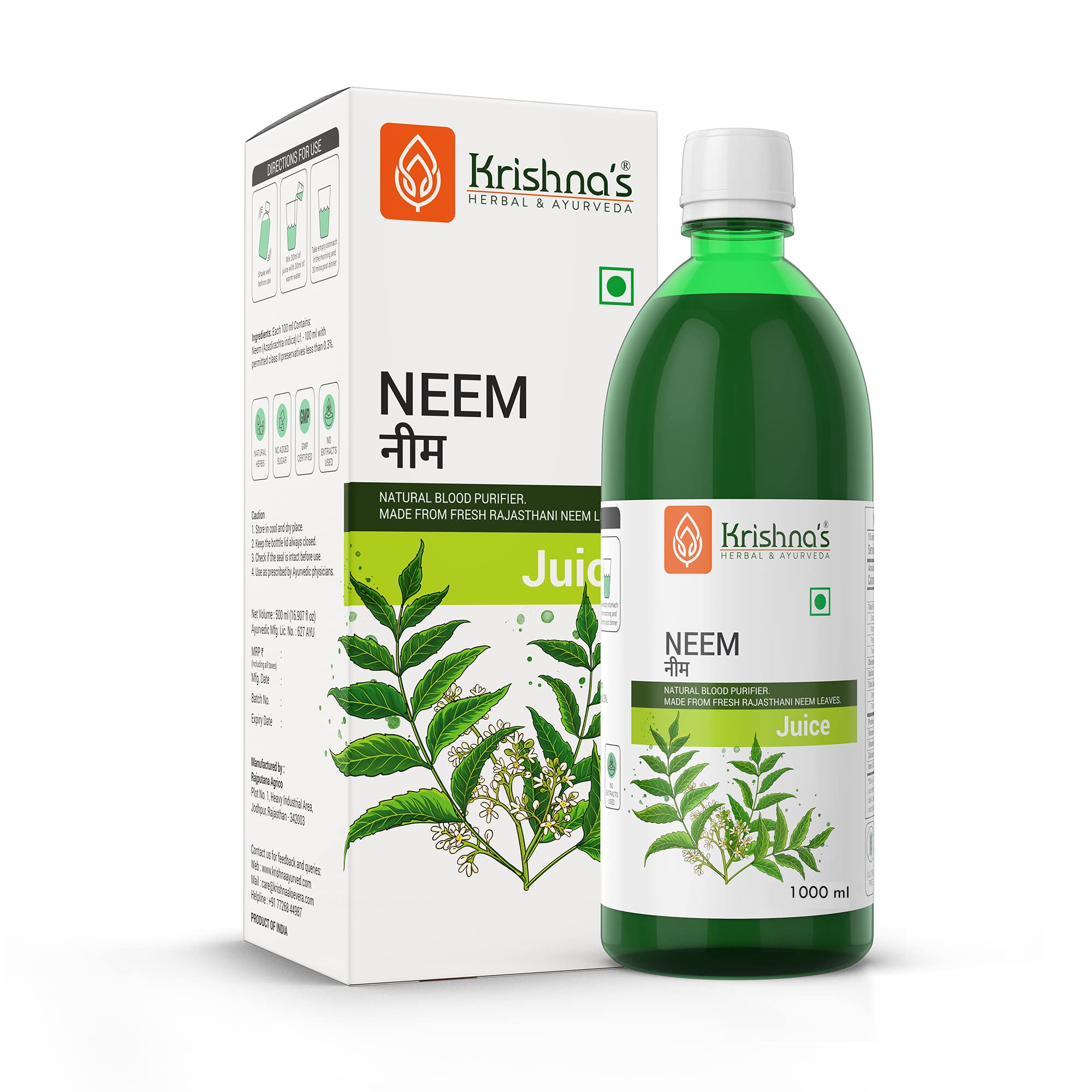 KRISHNA'S Herbal Ayurveda neem juice 1000 ml bottle