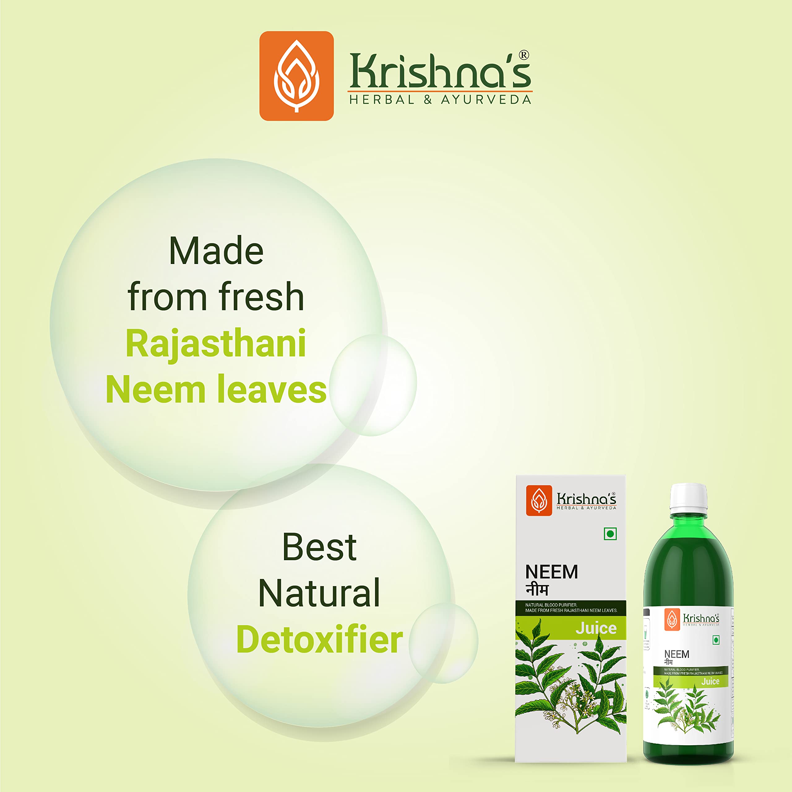 KRISHNA'S HERBAL & AYURVEDA Neem Juice 1000 Ml Hand Picked Fresh And Green Neem Leaves From Rajasthan – view 2