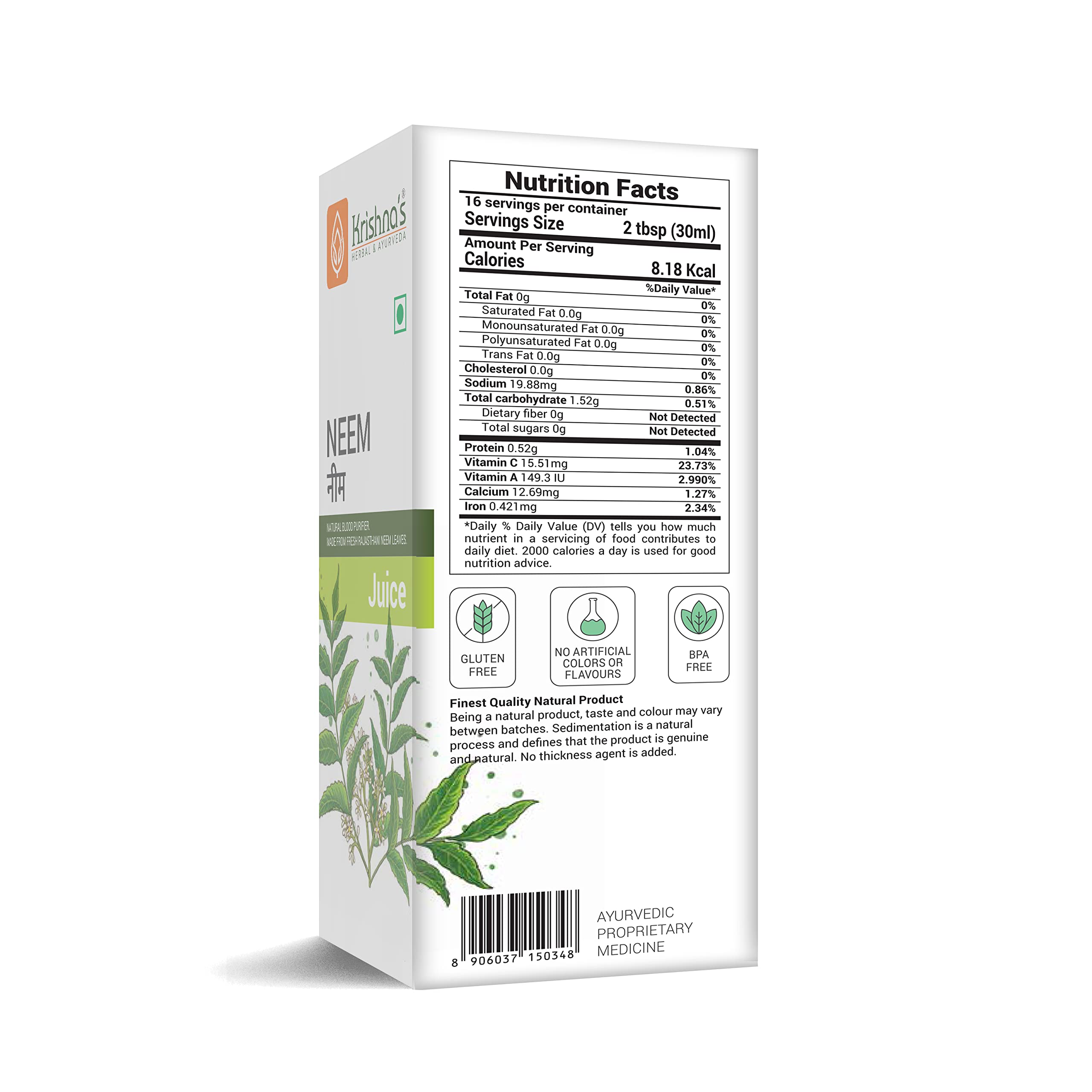 KRISHNA'S HERBAL & AYURVEDA Neem Juice 1000 Ml Hand Picked Fresh And Green Neem Leaves From Rajasthan – view 8