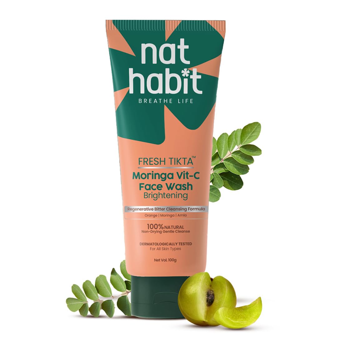Nat Habit face wash tube with Moringa Vitamin-C label