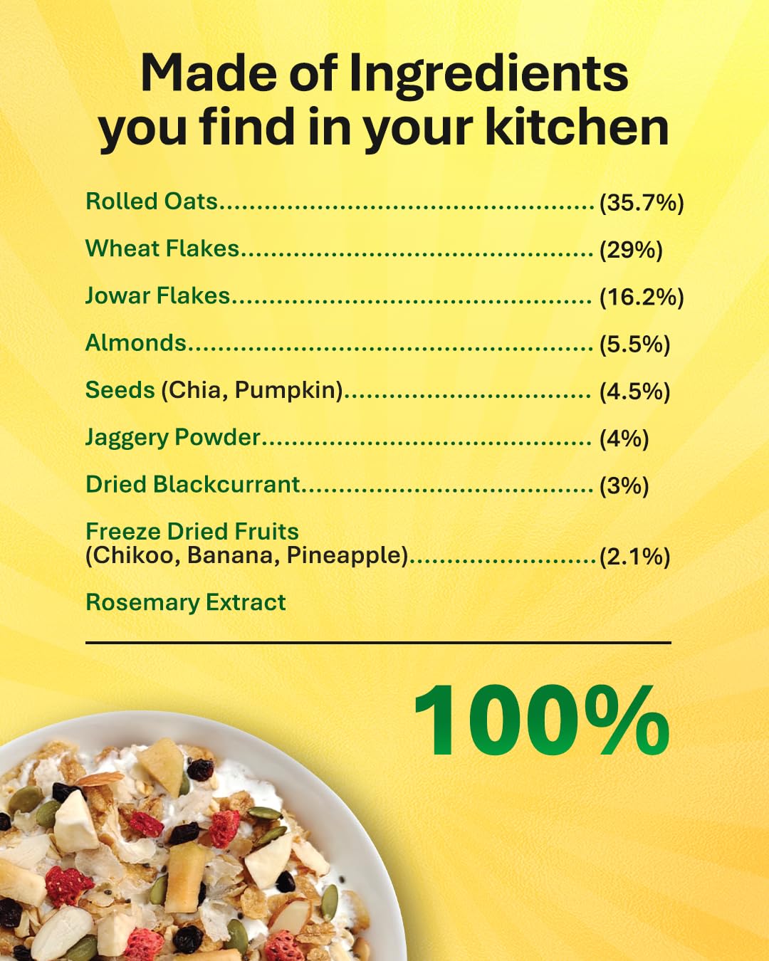 Muesli Fruit and Nuts 1.2kg by True Elements- With Real Fruits & Almonds – view 3