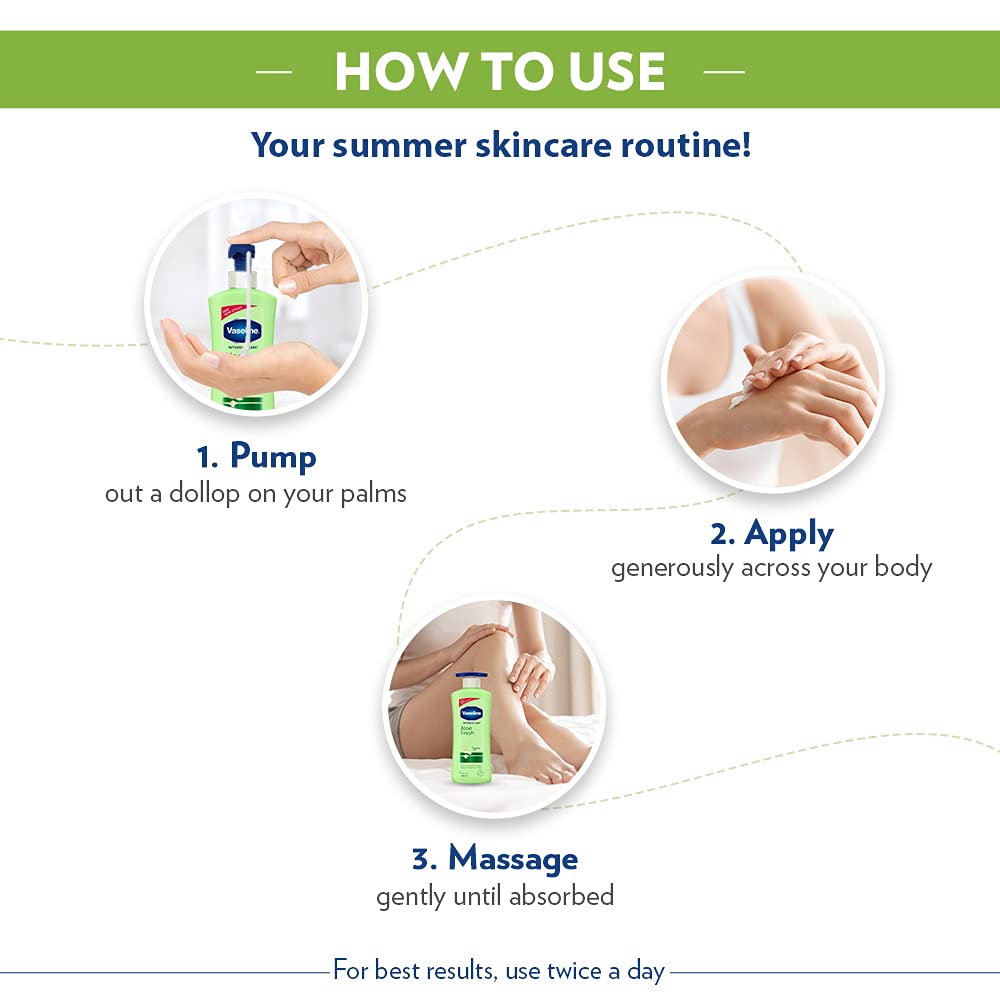 Vaseline Intensive Care, Aloe Fresh Hydrating Body Lotion, 400 ml, for Fresh, Hydrated Skin, with 100% Pure Aloe Vera Extract, for Dry, Rough Skin, for Men & Women – view 6