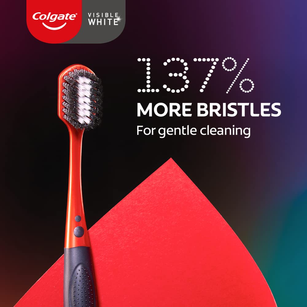 Colgate Visible White O2 Manual Toothbrush for adults- 2 Pcs, Helps prevent Bad Breath, Cavities, Enamel & Gum Problems. – view 4
