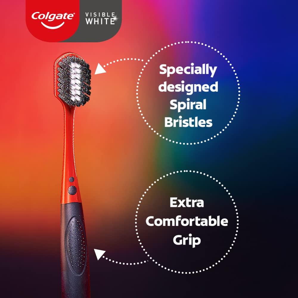 Colgate Visible White O2 Manual Toothbrush for adults- 2 Pcs, Helps prevent Bad Breath, Cavities, Enamel & Gum Problems. – view 5