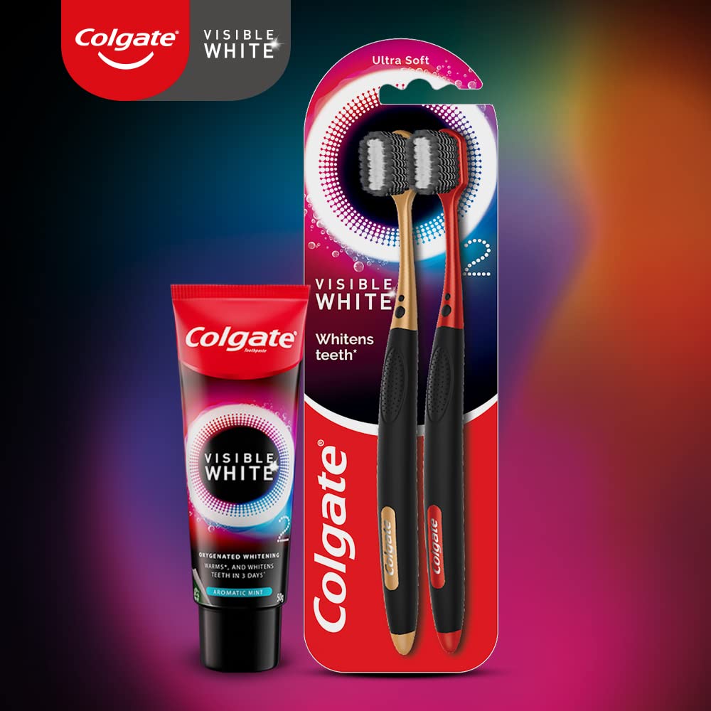Colgate Visible White O2 Manual Toothbrush for adults- 2 Pcs, Helps prevent Bad Breath, Cavities, Enamel & Gum Problems. – view 8