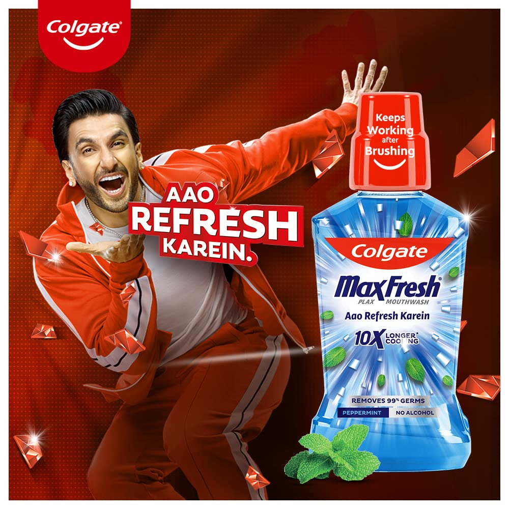 Colgate Plax Pepper Mint Mouthwash, 0% Alcohol - 500 ml & Visible White O2, Teeth Whitening Toothpaste & Strong Teeth Cavity Protection Toothpaste, Colgate Toothpaste, 700gm – view 3