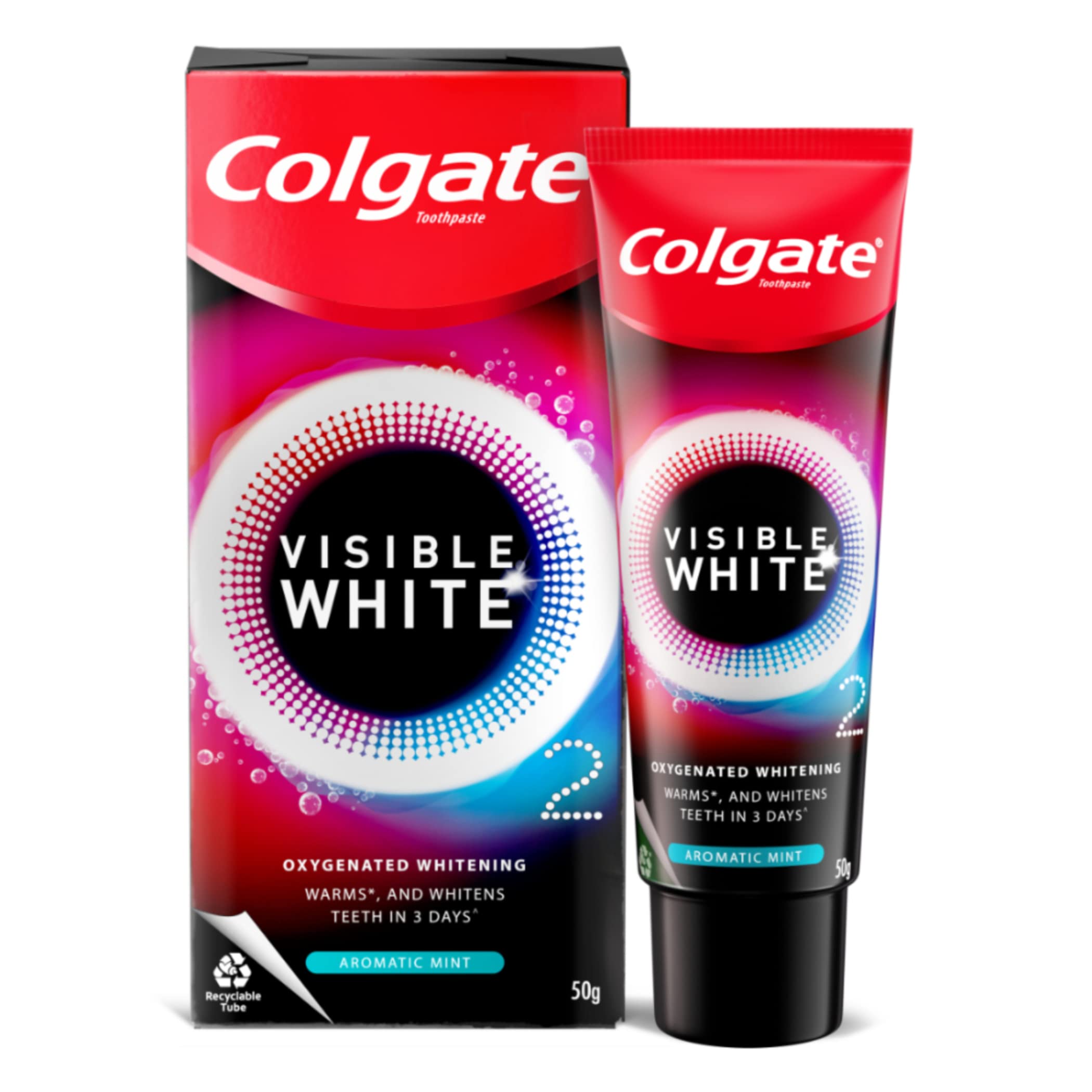 Colgate Plax Pepper Mint Mouthwash, 0% Alcohol - 500 ml & Visible White O2, Teeth Whitening Toothpaste & Strong Teeth Cavity Protection Toothpaste, Colgate Toothpaste, 700gm – view 4