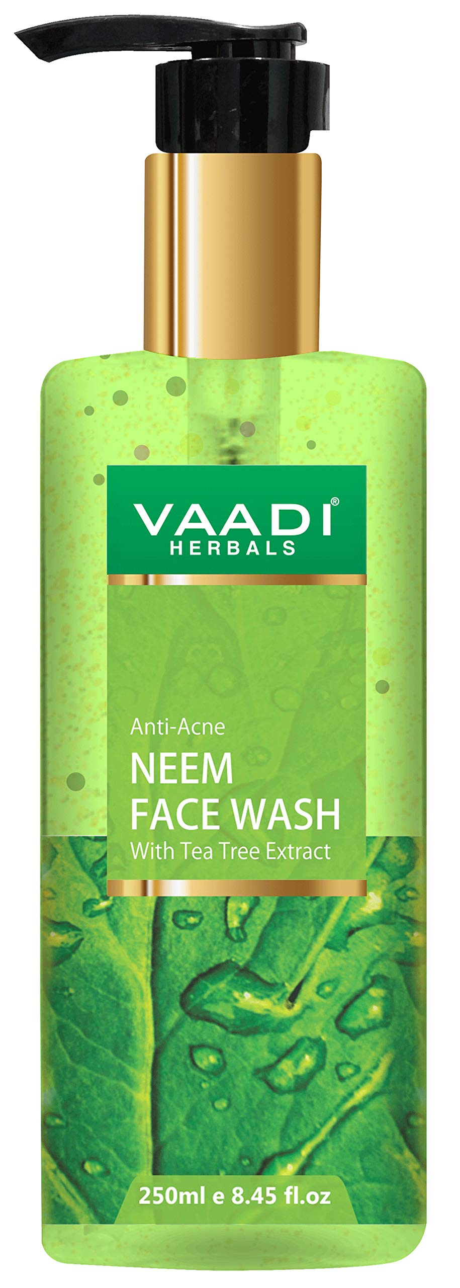Front view of Vaadi Herbals neem face wash 250 ml bottle