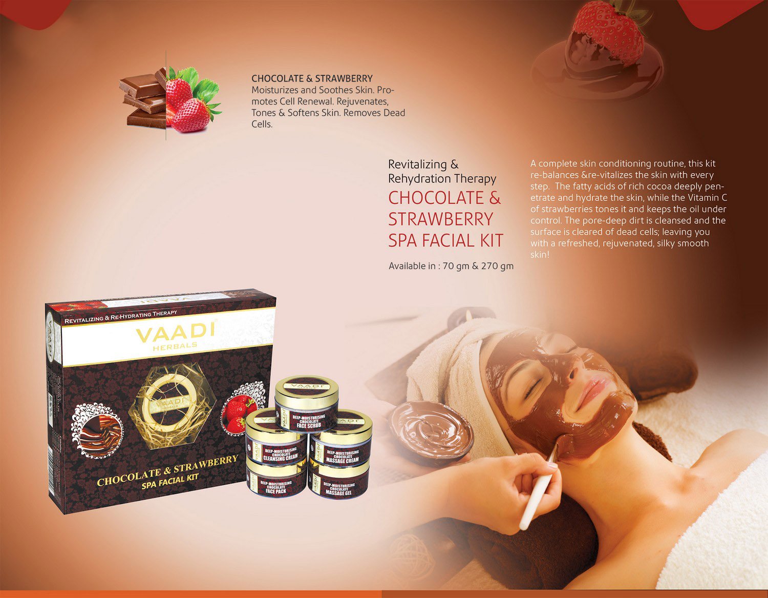 Vaadi Herbals Deep Moisturising Chocolate Spa Facial Kit with Strawberry Extract, 270g – view 3