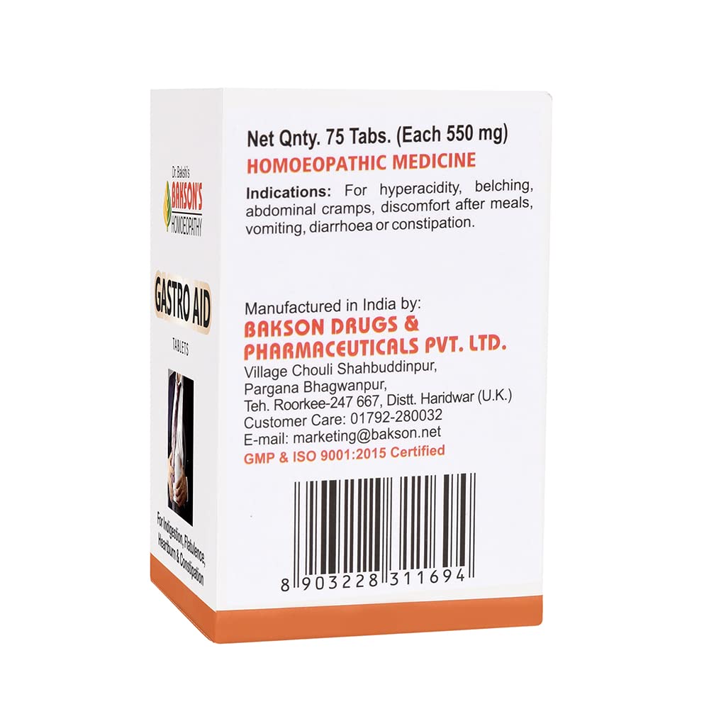 Dr. Bakshi's BAKSON'S HOMOEOPATHY Bakson Gastro Aid Tablets-75Tabs – view 2