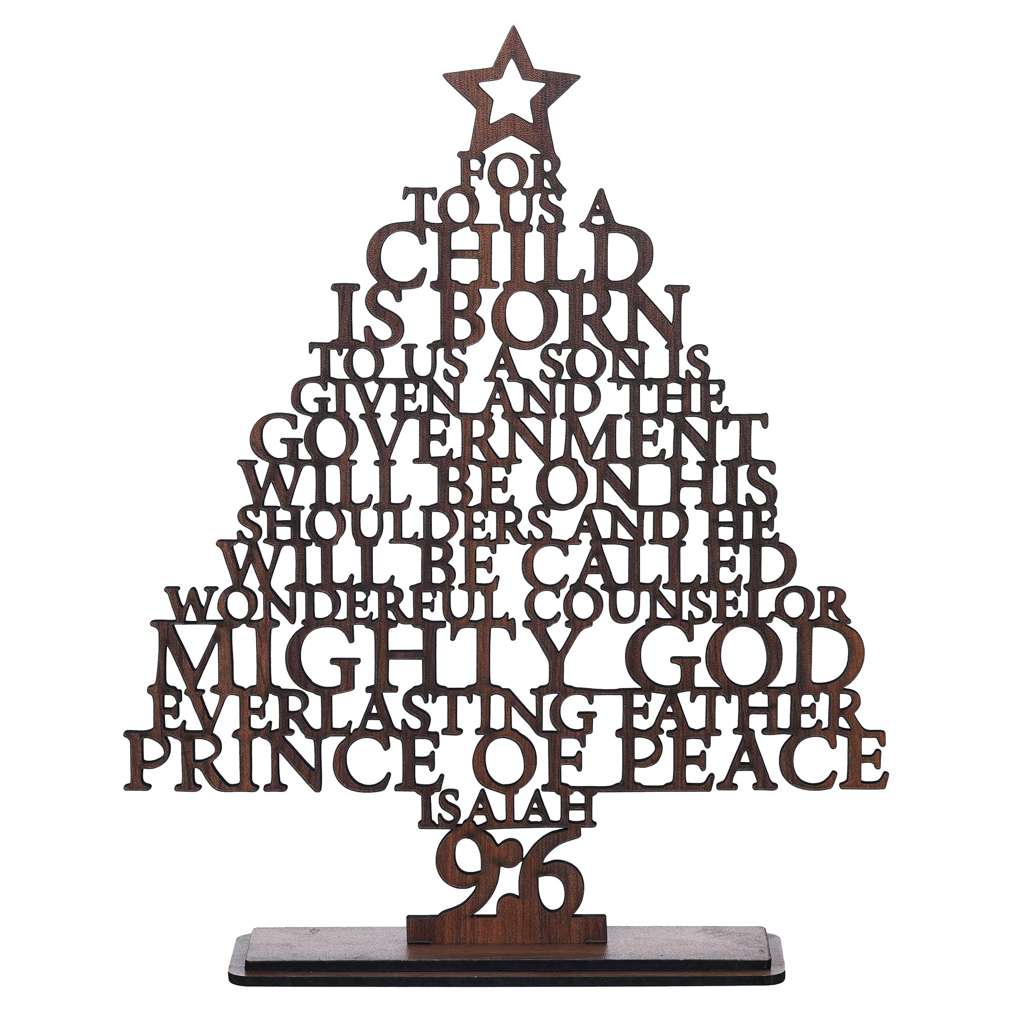 eCraftIndia Brown Wooden Isaiah 9:6 Christmas Tree for Table Home Living Room Office – view 3