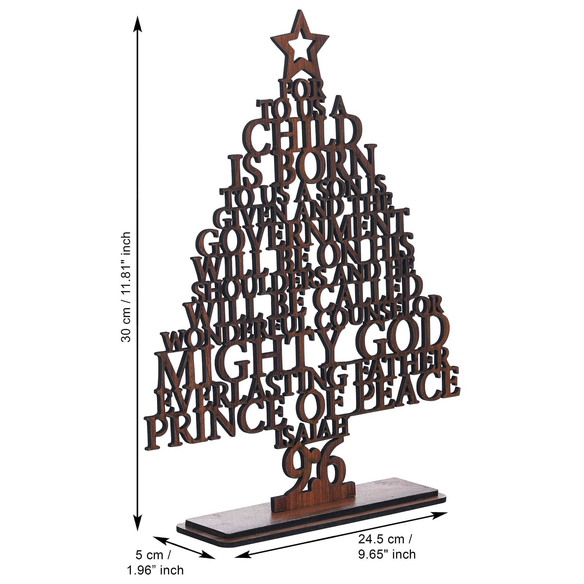 eCraftIndia Brown Wooden Isaiah 9:6 Christmas Tree for Table Home Living Room Office – view 4