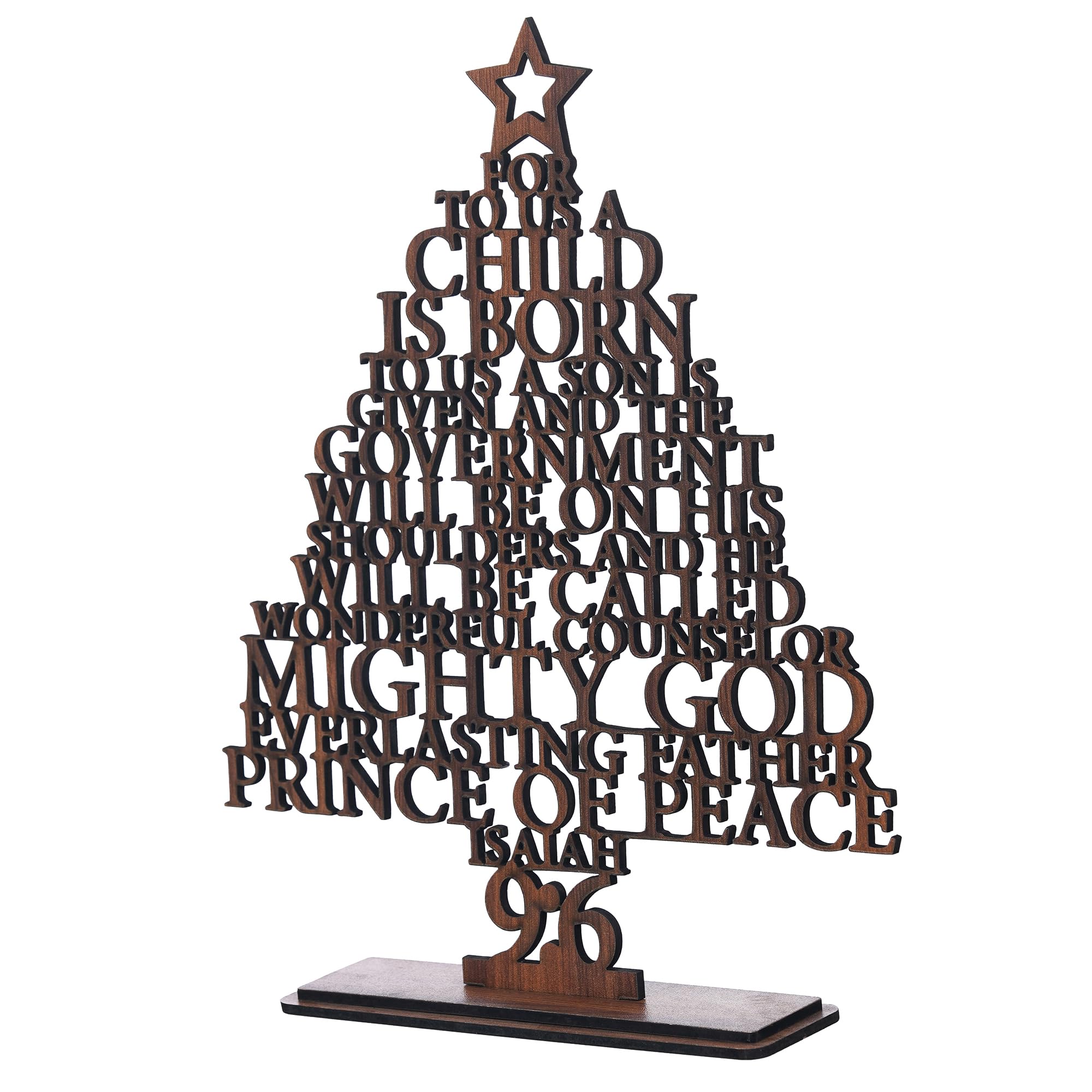 eCraftIndia Brown Wooden Isaiah 9:6 Christmas Tree for Table Home Living Room Office – view 8