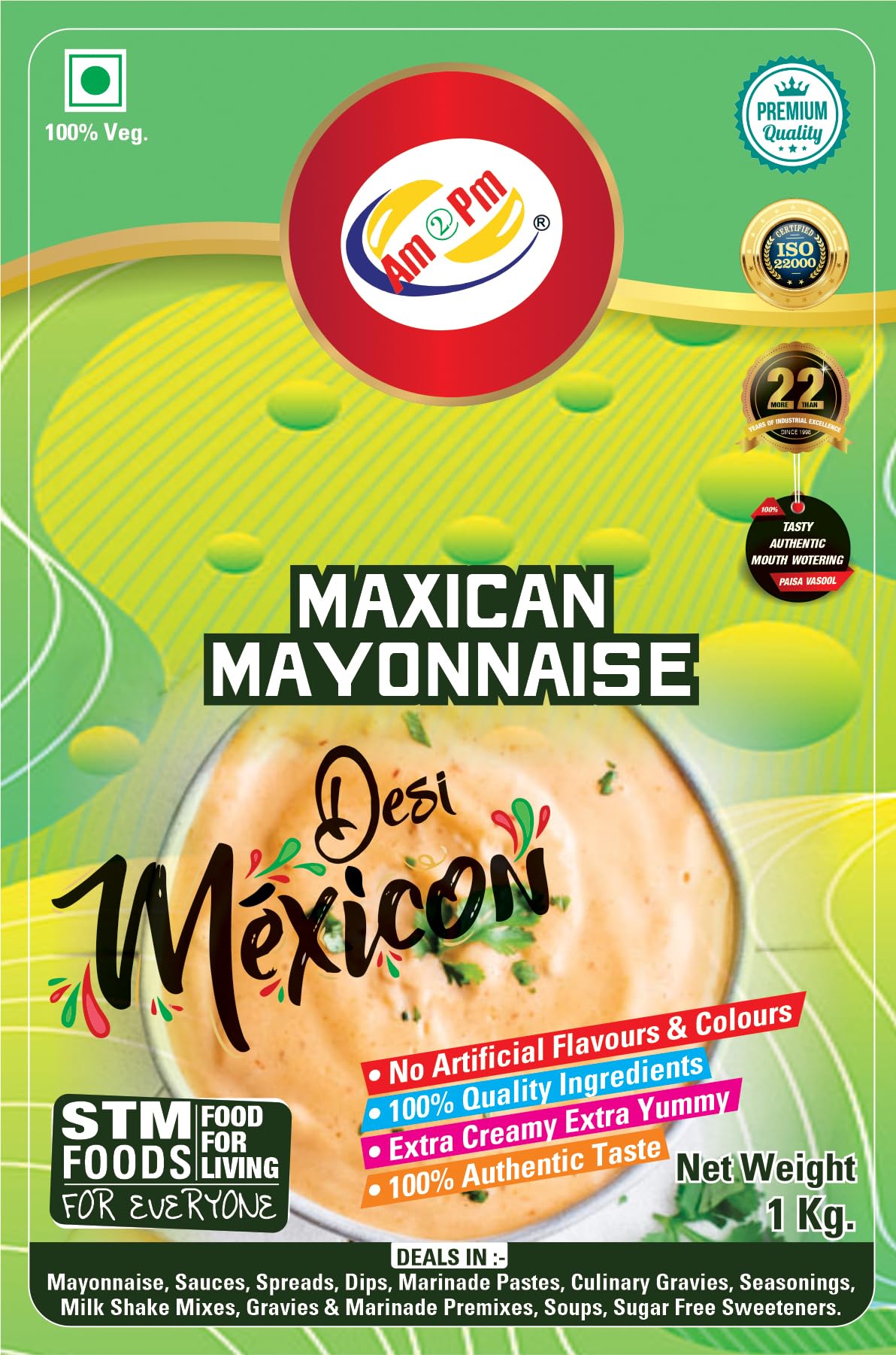 Am 2 Pm - Mexican Mayonnaise 1kg Multipurpose Creamy Sauce For Burgers, Sandwiches Salad Dressing,Veg Non Veg Fried Snack Wraps & Rolls Hot Dog Momos – view 5