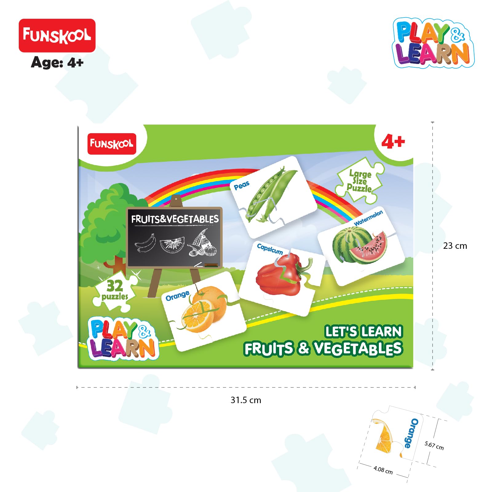 Funskool Play & Learn-Fruits & Vegetables,Educational,32 pieces,Puzzle,For 3 year Old Kids and Above,Toy – view 2