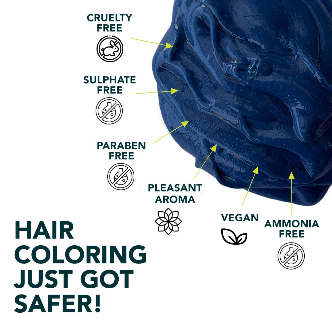 Paradyes Semi-permanent Sappire Navy DIY Conditioner Based Hair Colour infused with Aloe-vera, Bhringaraj, Brahmi, Almonds & Amla 120 gm – view 4
