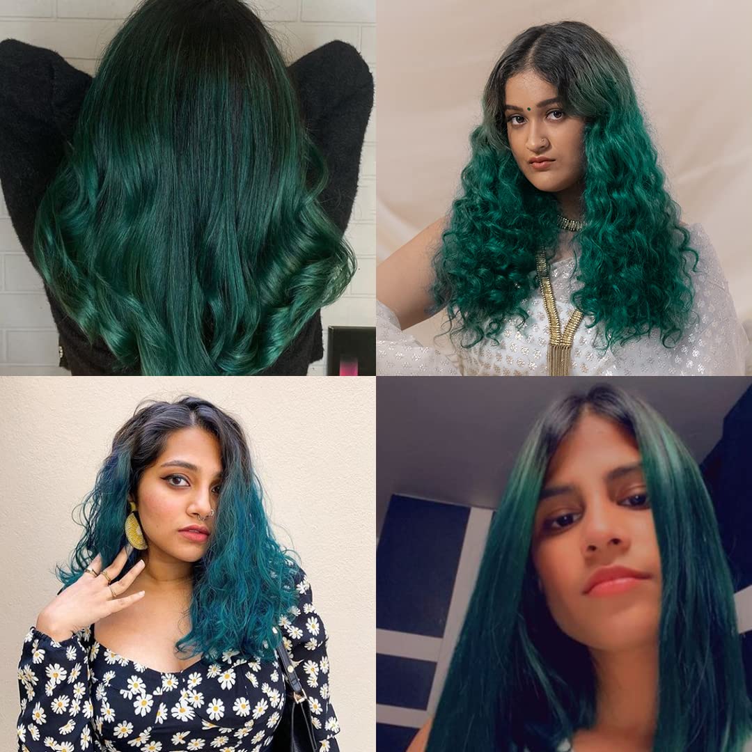 Paradyes Semi-permanent Emerald Green DIY Conditioner Based Hair Colour 120 gm and Lighten Up! Bleach Pack 30 Vol. for all Hair Types – view 2