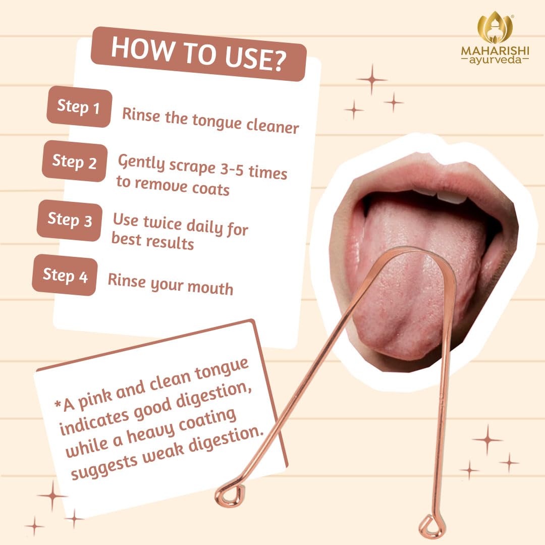 Maharishi Ayurveda Ayurdent Tongue Cleaner for Kids Ages 10+ and Adults - Premium Ayurvedic Copper Oral Hygiene Tongue Scraper Tool for Effective Bacteria & Plaque Removal (Pack of 1) – view 8