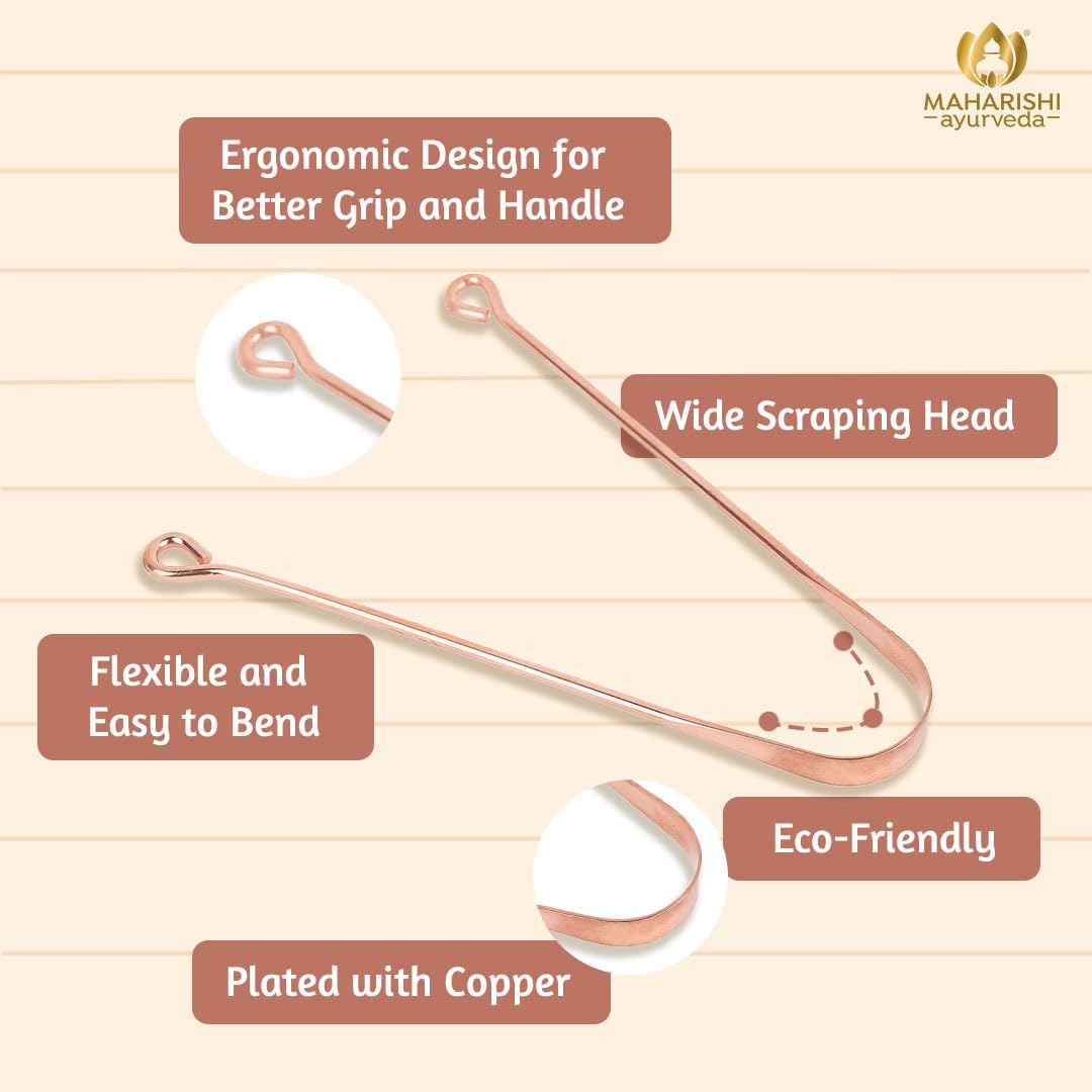 Maharishi Ayurveda Ayurdent Tongue Cleaner for Kids Ages 10+ and Adults - Premium Ayurvedic Copper Oral Hygiene Tongue Scraper Tool for Effective Bacteria & Plaque Removal (Pack of 1) – view 9