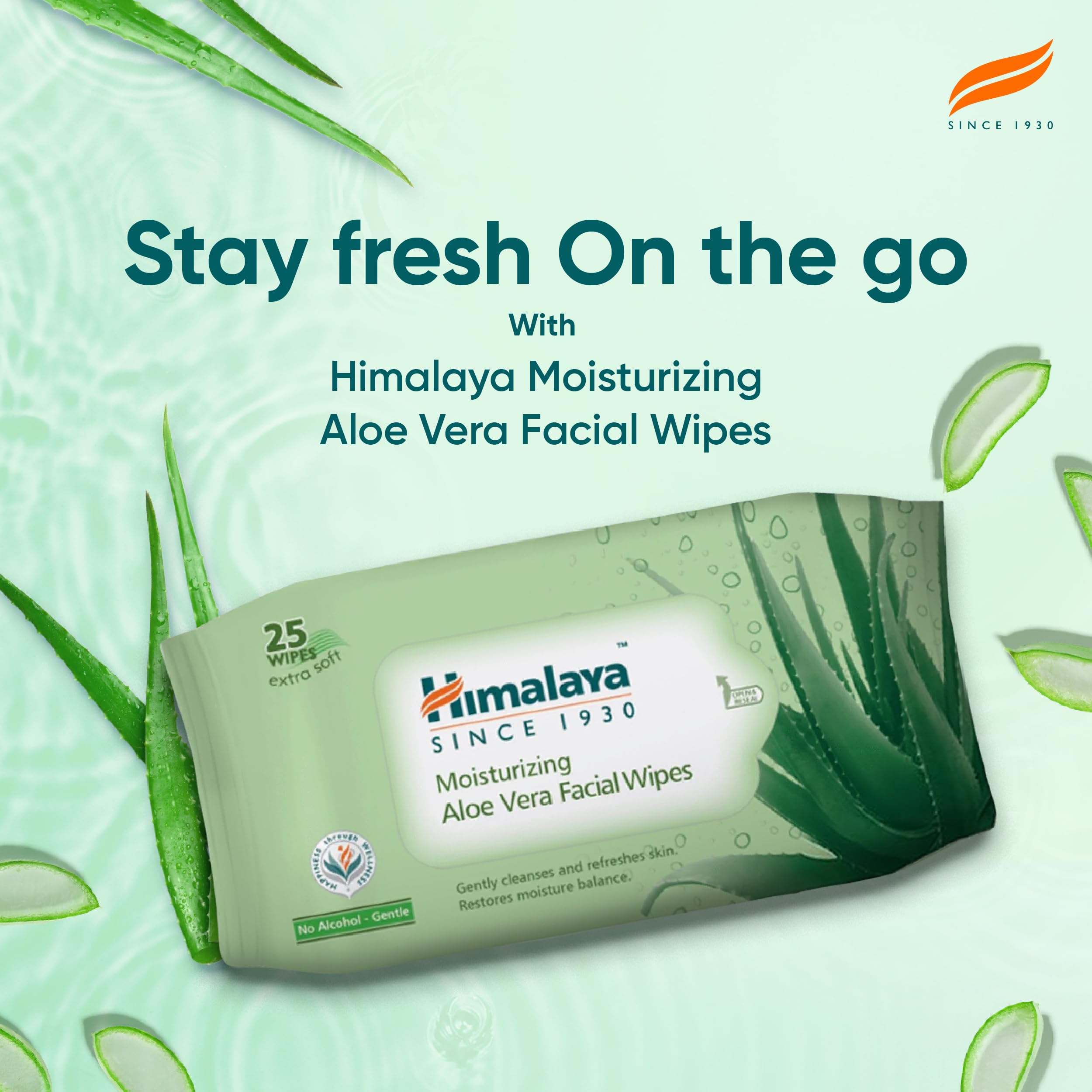 Himalaya Moisturising Aloe Vera Facial Wipes, 25 Count – view 2