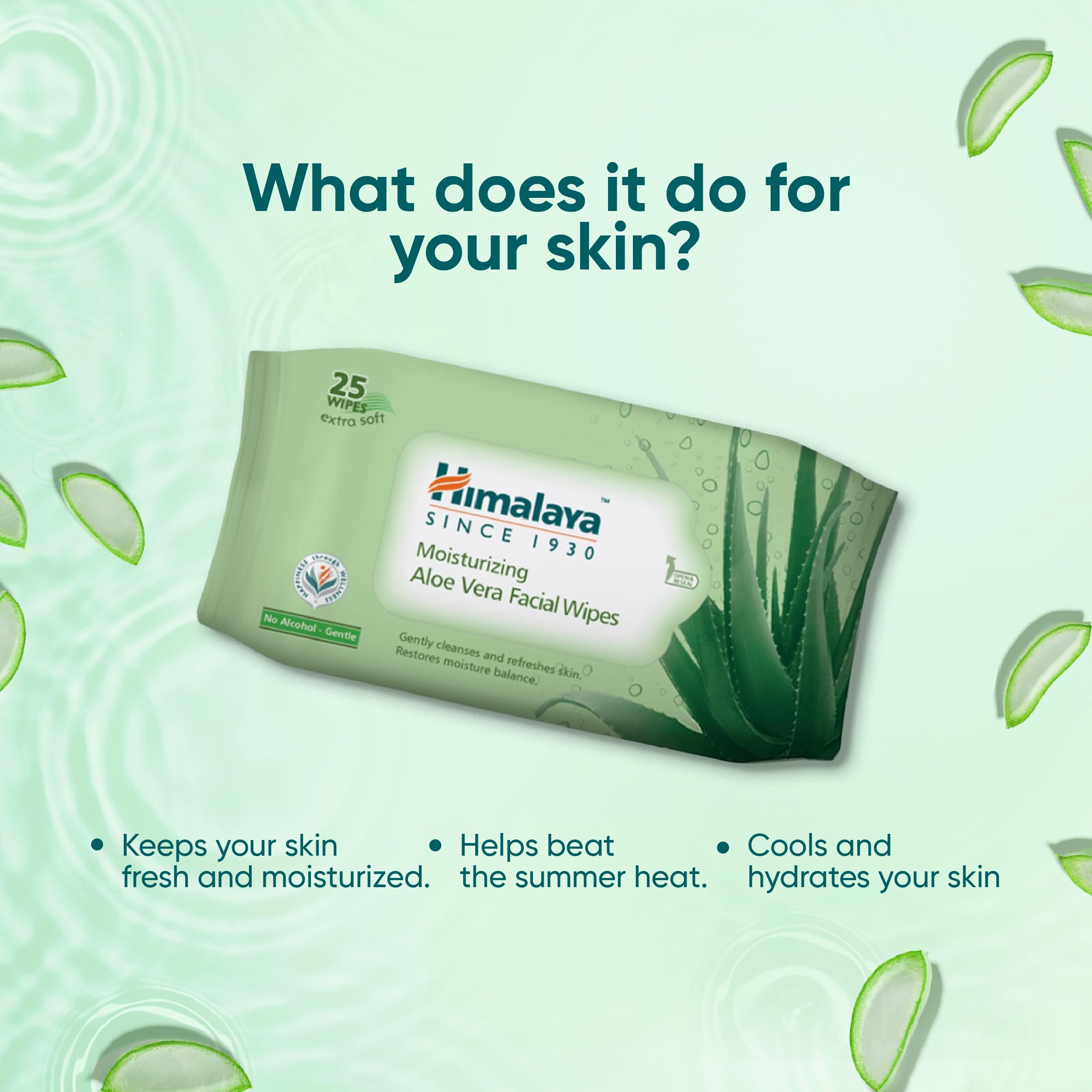 Himalaya Moisturising Aloe Vera Facial Wipes, 25 Count – view 4