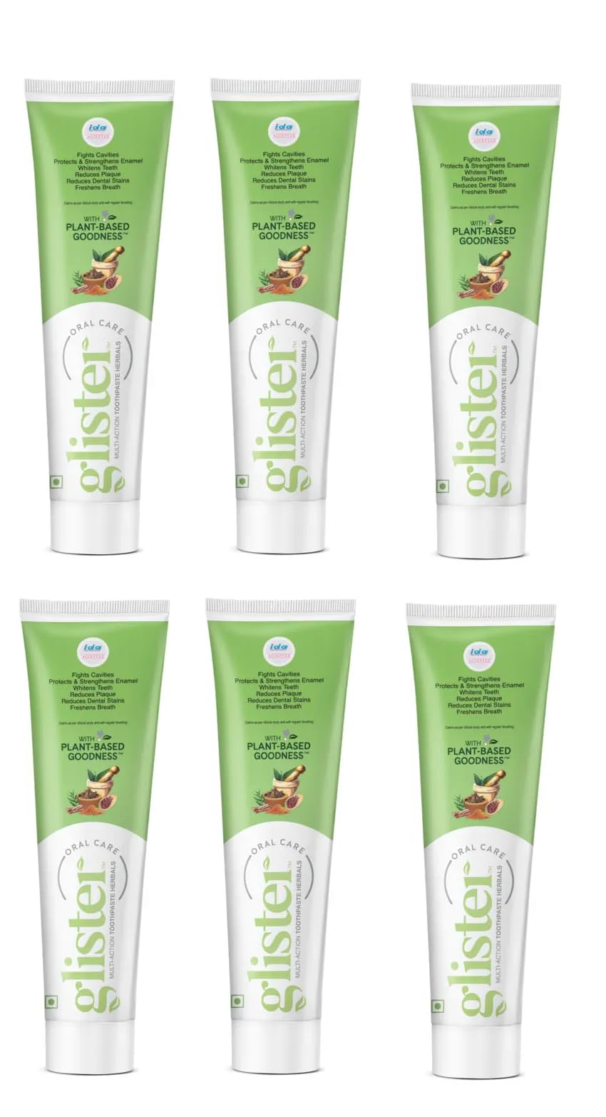 Green Amway Glister small pack with six oral care pieces