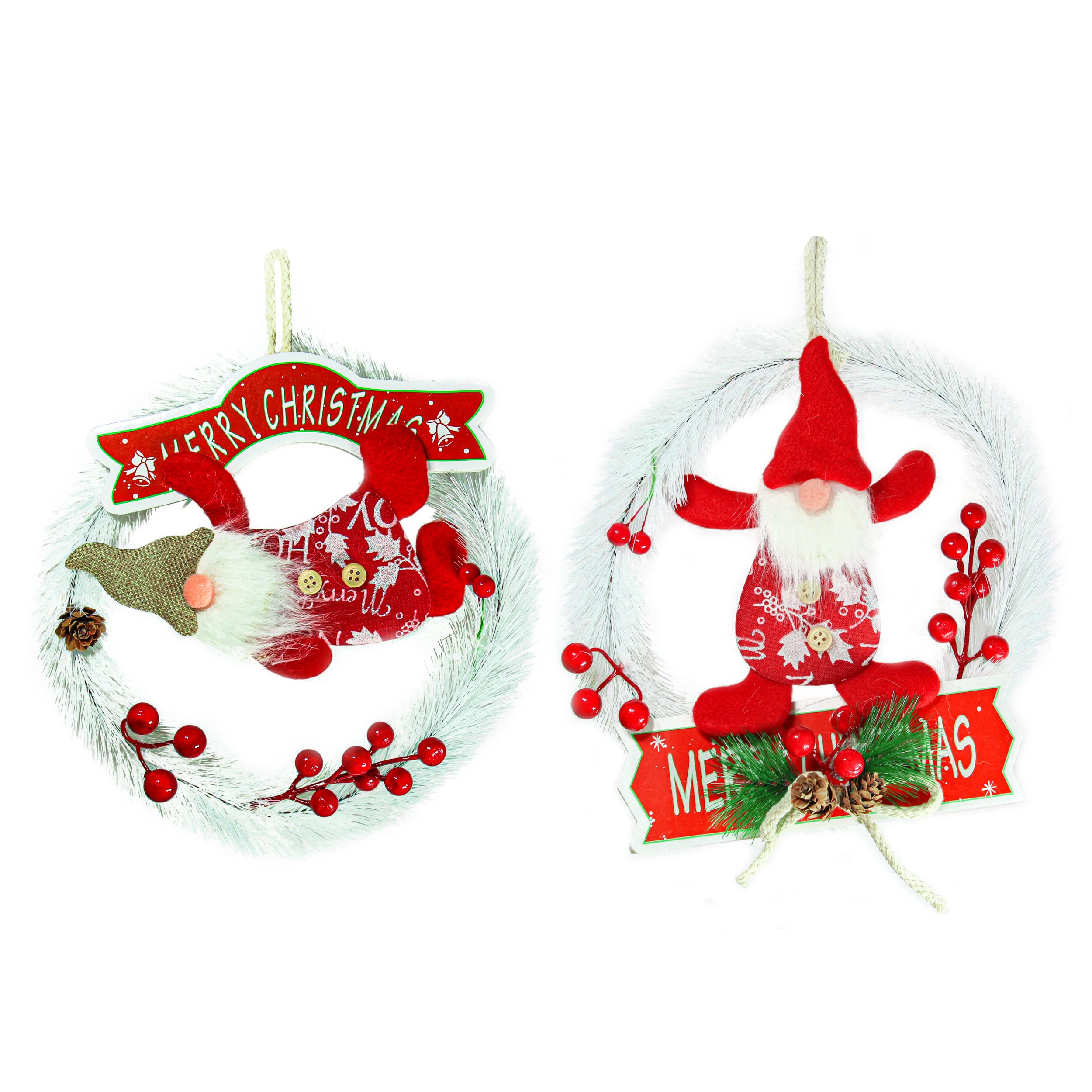 TIED RIBBONS Set of 2 Christmas Wreaths for Front Door Entrance Decoration Table Tree Wall Hanging Ornaments Xmas Artificial Pine Garland - Christmas Decorations Items for Home Office – view 6