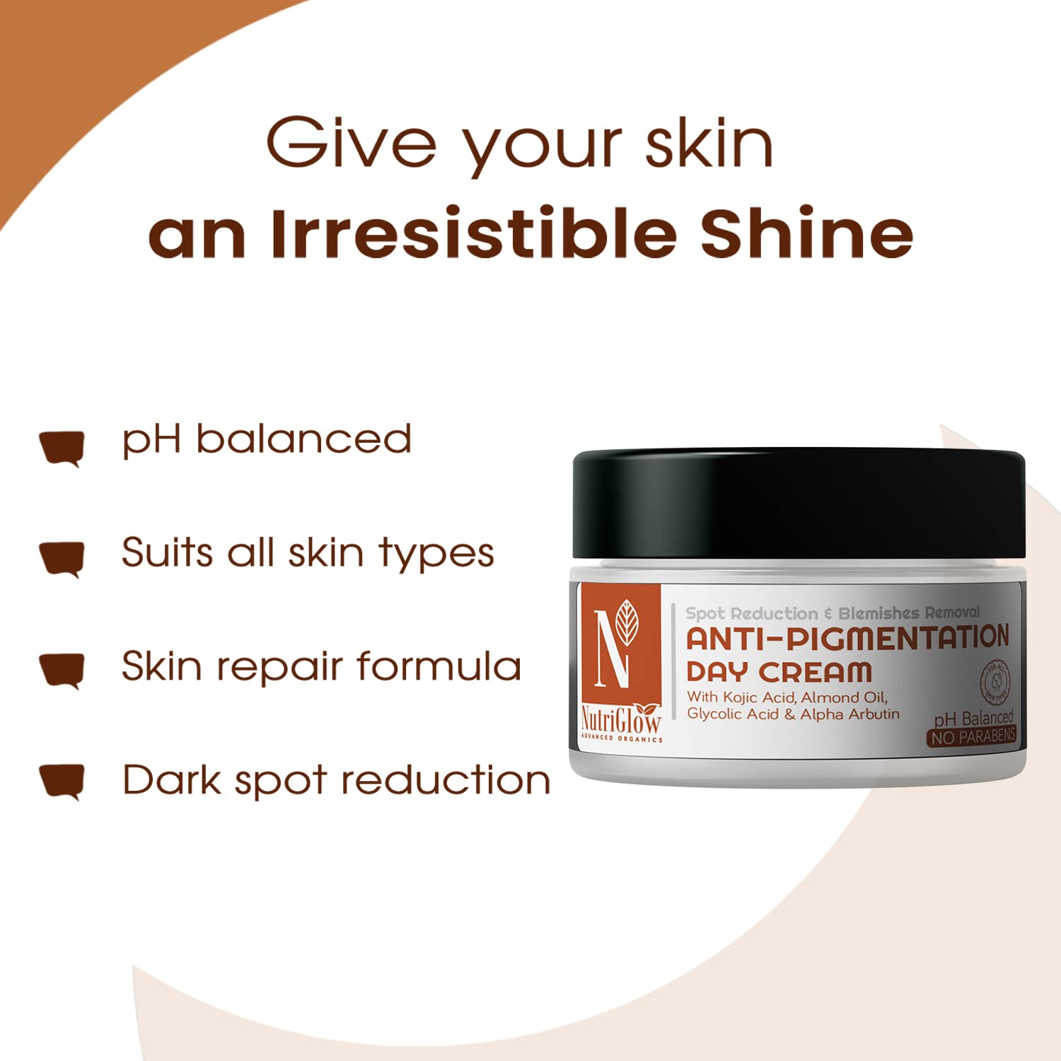 Nutriglow Advanced organics Anti-Pigmentation Day Cream for Spot Reduction, All Skin Types, 50g – view 3