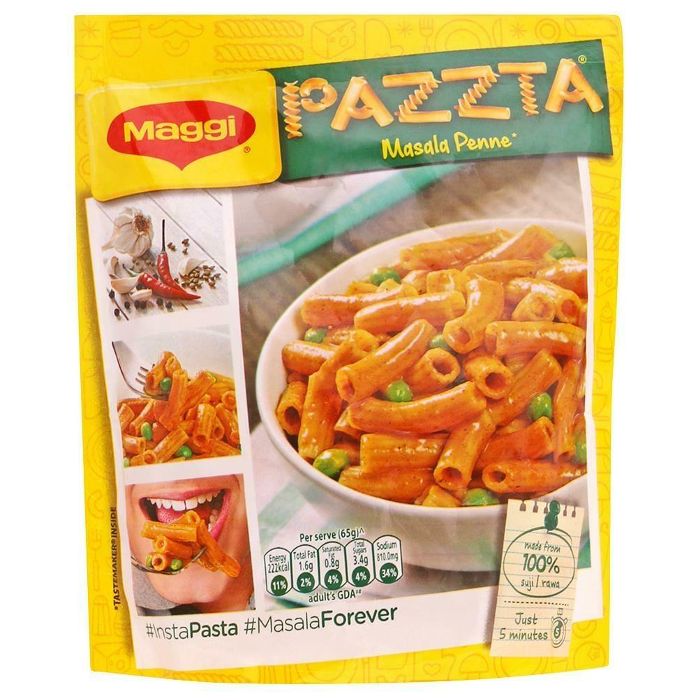 Maggi masala penne pasta pouch with instant snack branding