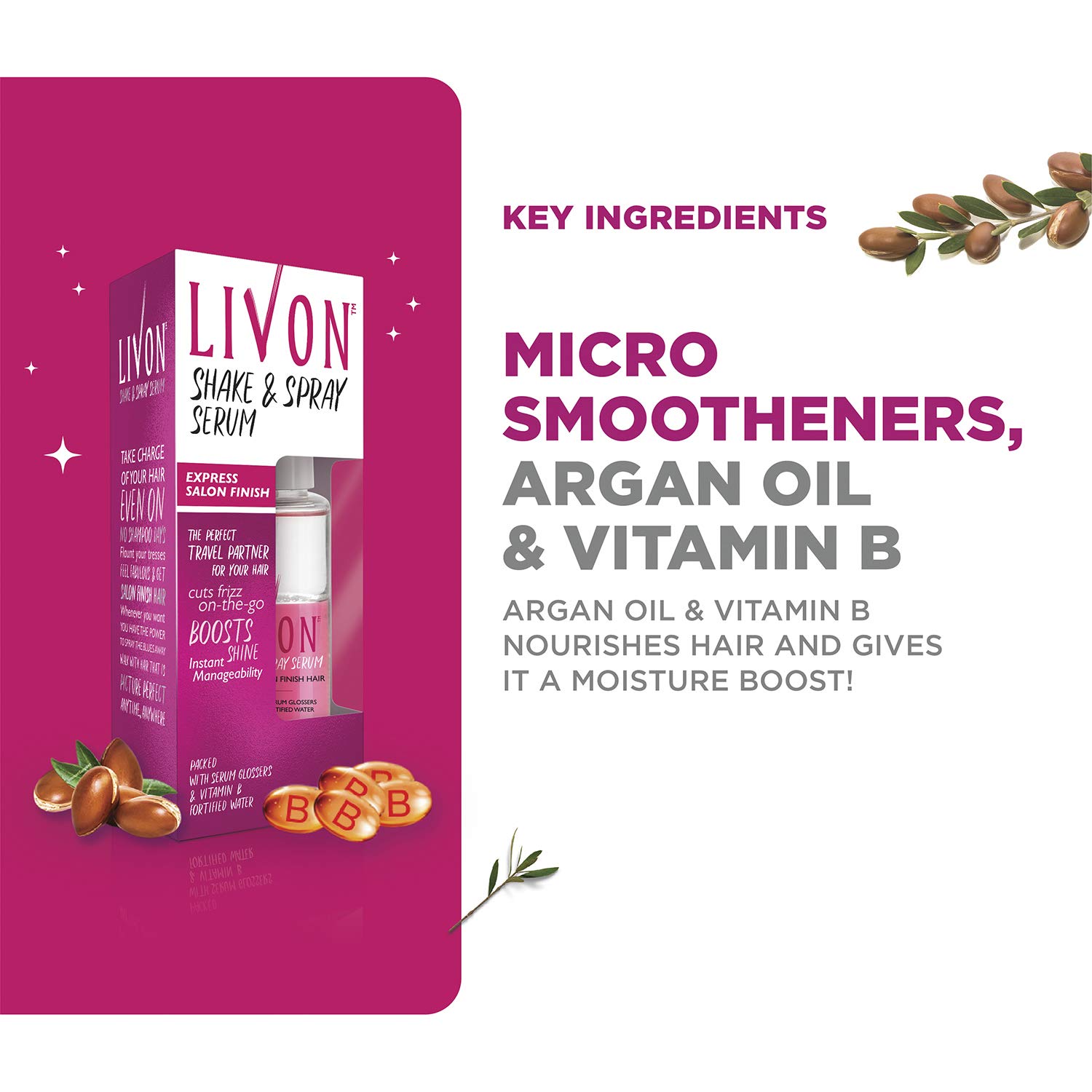 Livon Shake & Spray Serum for Frizz-Free, Smooth & Glossy Hair On-The-Go, 50 ml (Pack of 2) – view 3