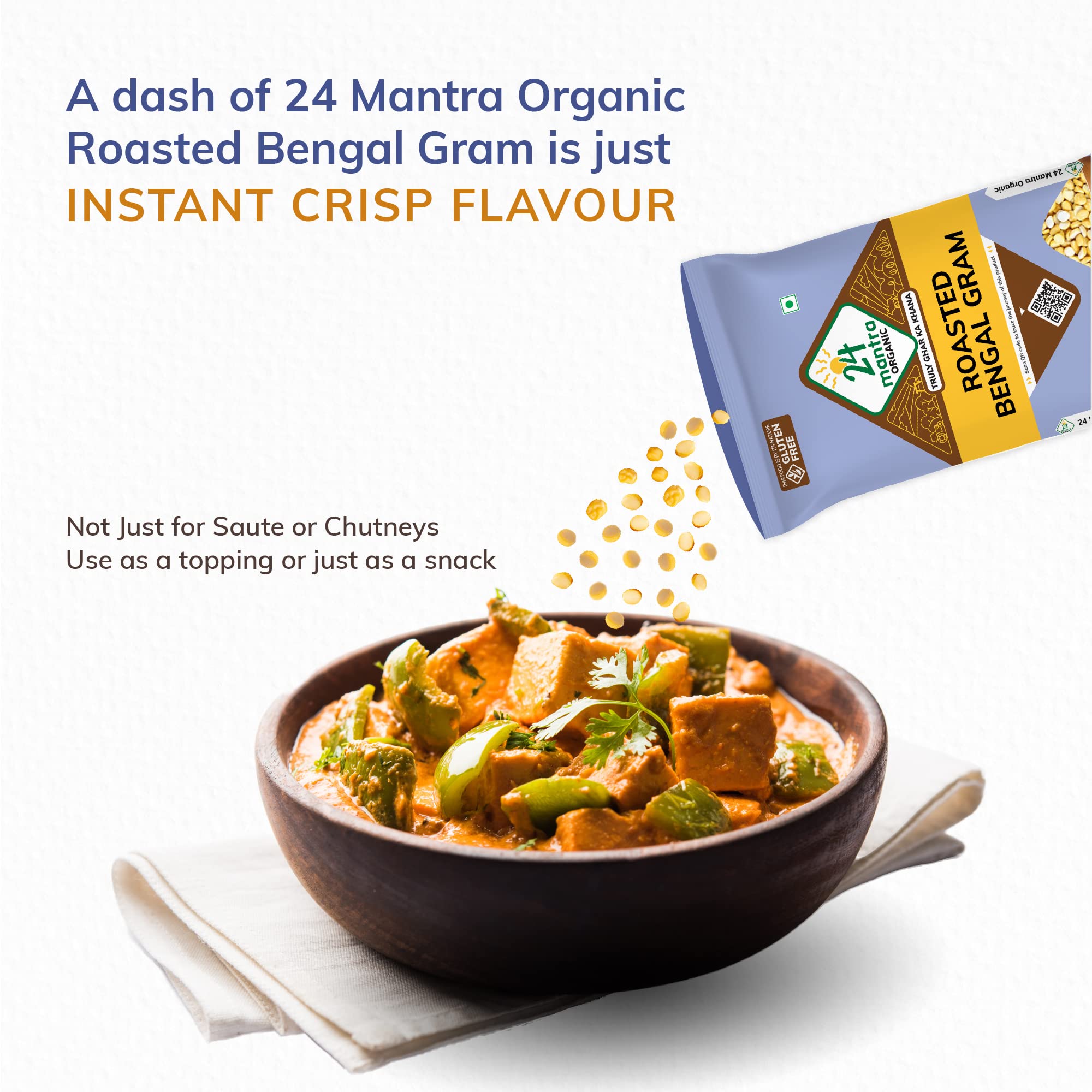 24 Mantra Organic Roasted Bengal Gram Dal/Bhuna Chana/Putnalu Pappu - 500gms – view 4