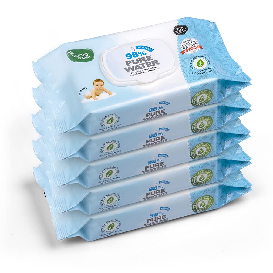 Mother Sparsh plant-based water baby wipes 60 count pack