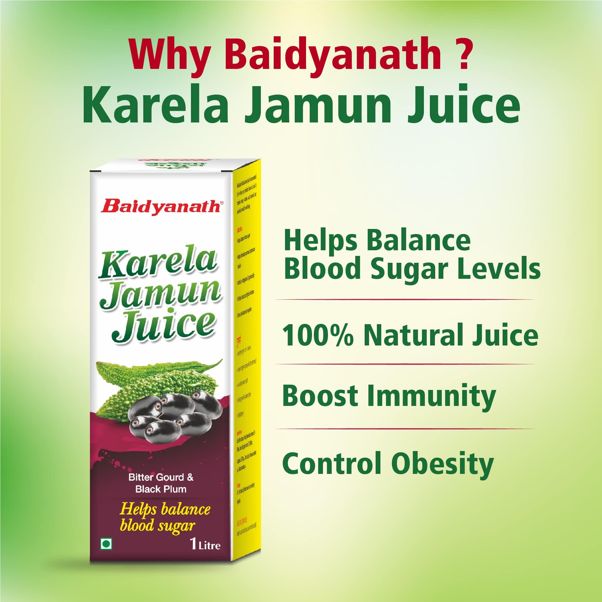 Baidyanath Karela Jamun Juice -1 Litre – view 5