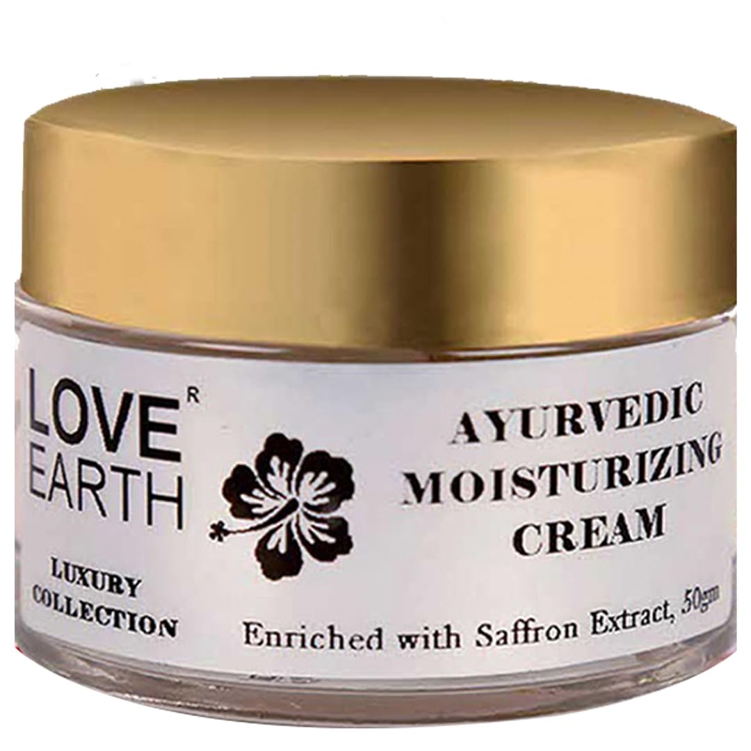 Love Earth saffron and giloy moisturizing cream jar front view