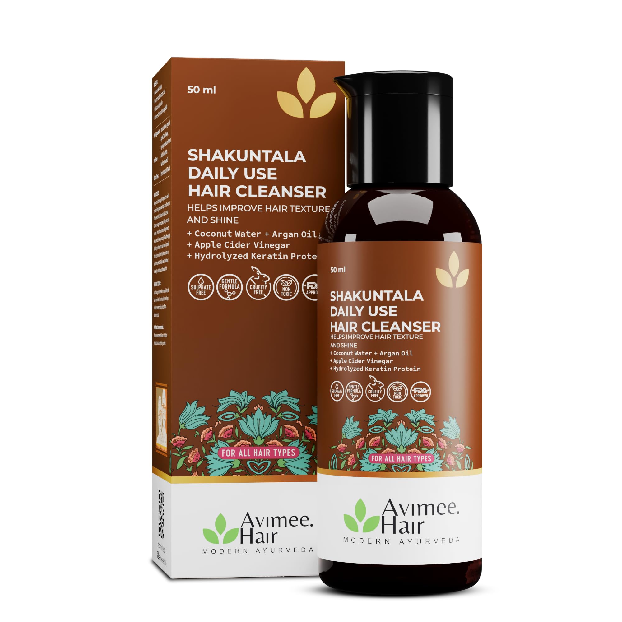 Front view of Avimee Herbal Shakuntala shampoo 50 ml bottle