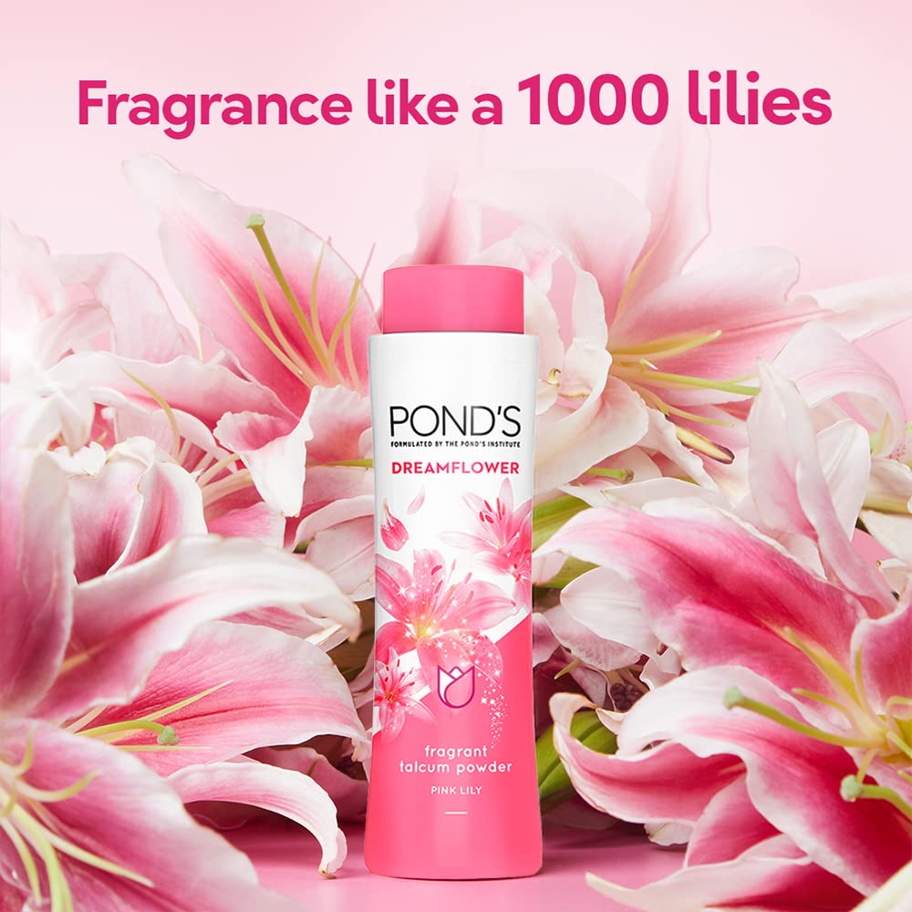 POND'S Dreamflower Fragrant Talcum Powder, Pink Lily, Pack Of 400 G – view 4