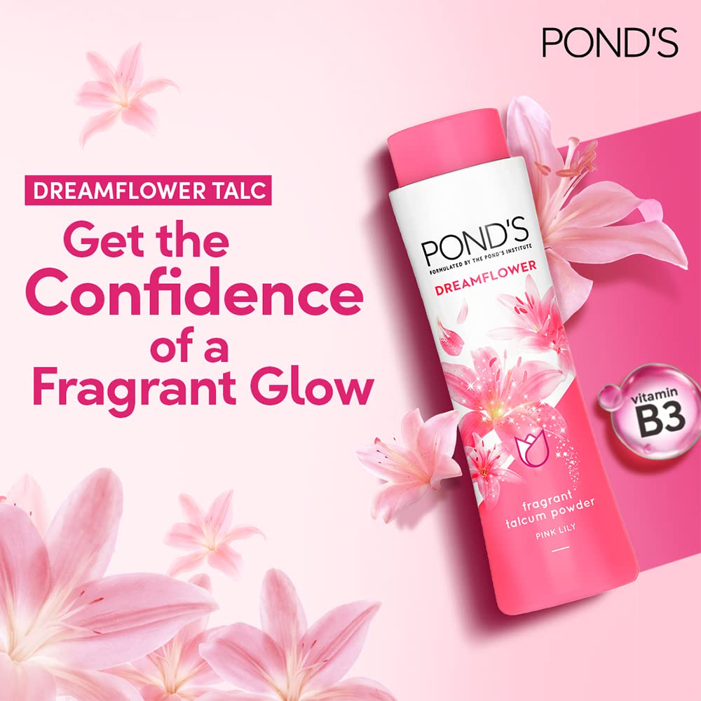 POND'S Dreamflower Fragrant Talcum Powder, Pink Lily, Pack Of 400 G – view 6