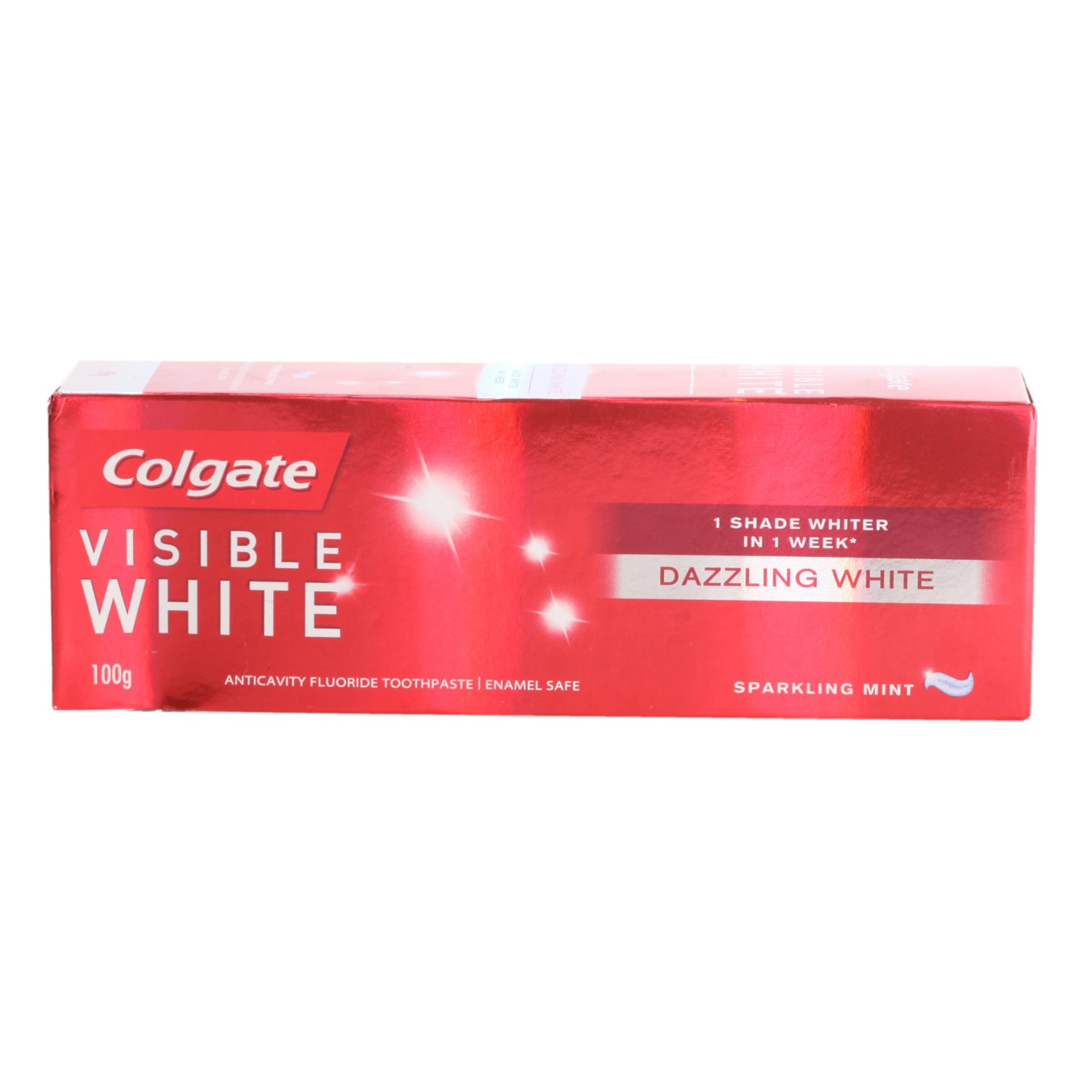Colgate Visible White toothpaste tube for adult whitening care