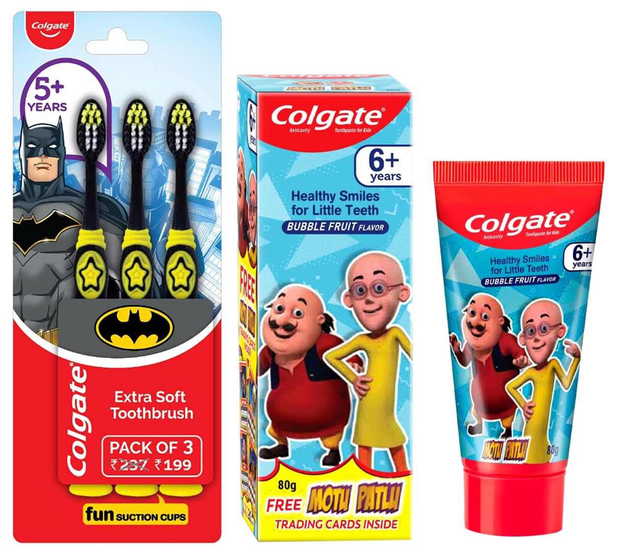 Batman kids toothbrush set and bubble fruit toothpaste combo