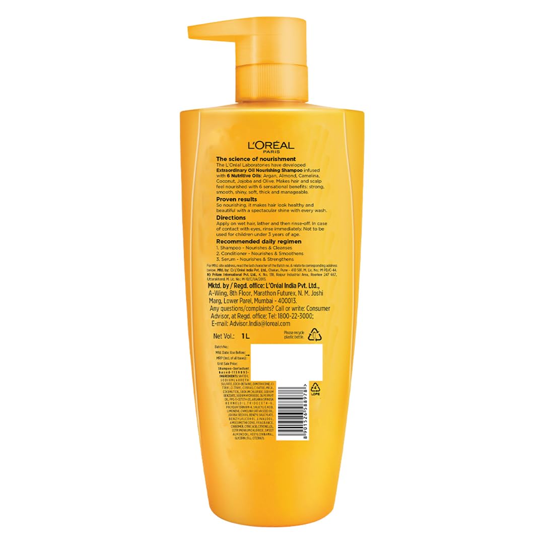 L'Oreal Paris Extraordinary Oil Nourishing Shampoo For Dry & Dull Hair, 1000ml – view 8