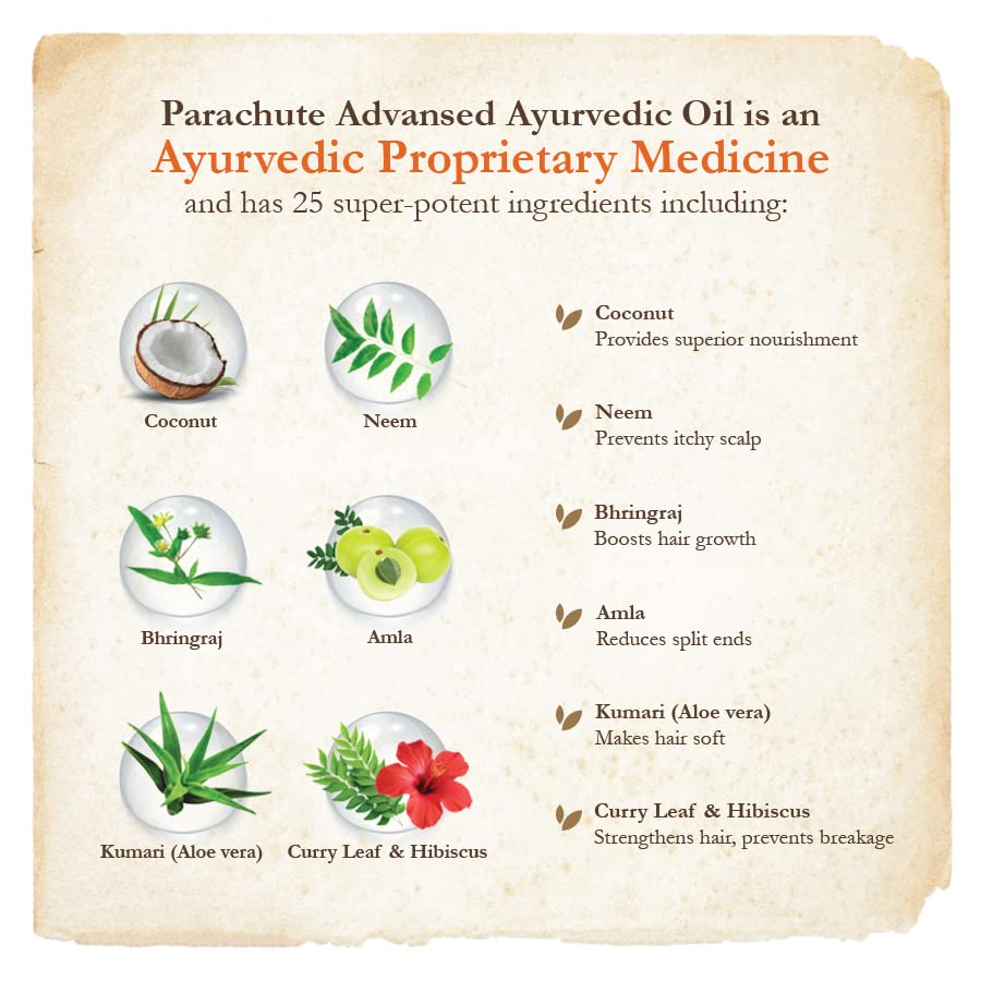 Parachute Advansed Ayurvedic Coconut Hair Oil With Neem, Amla, Bhringraj & 22 Natural Herbs – view 3